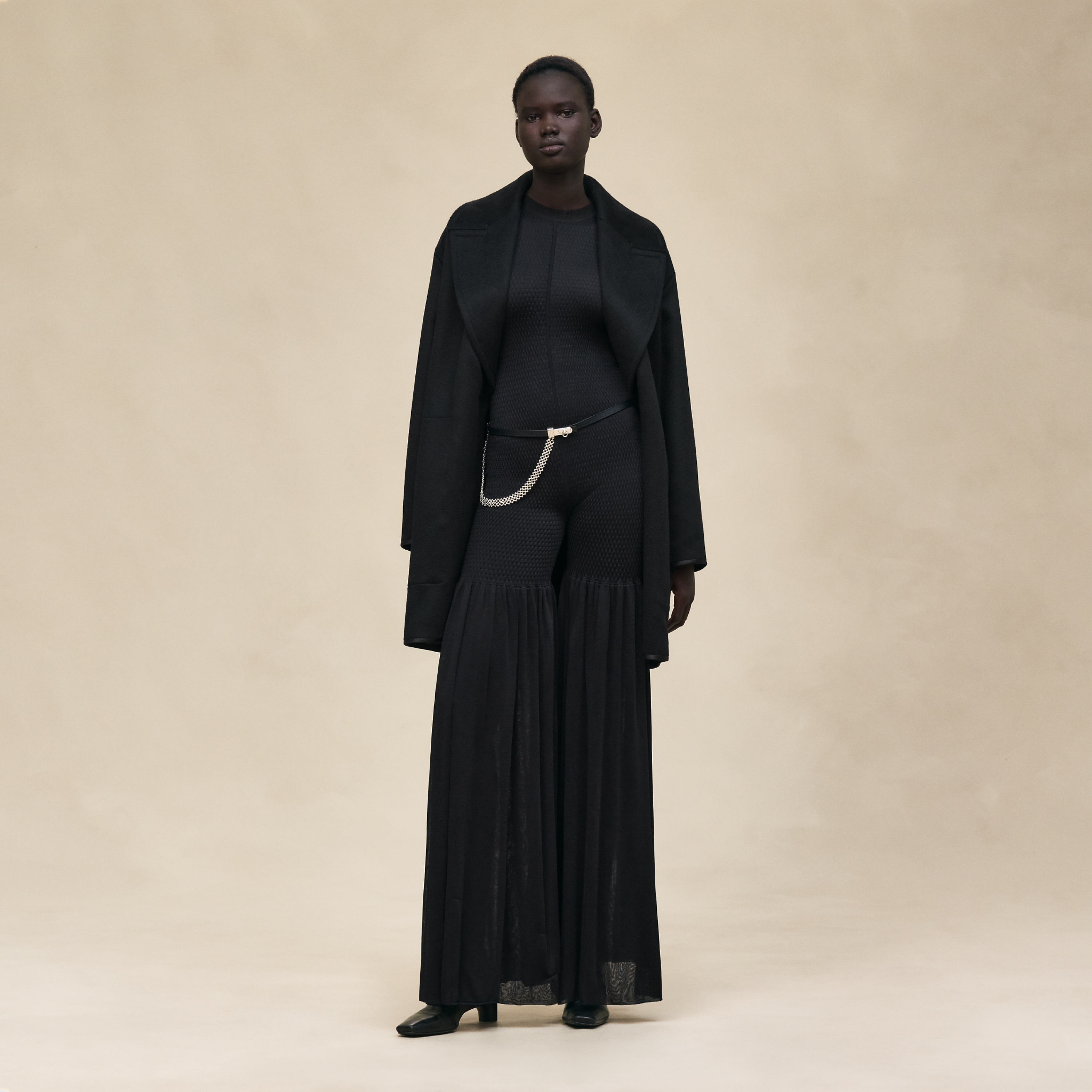 Caban détails cuir