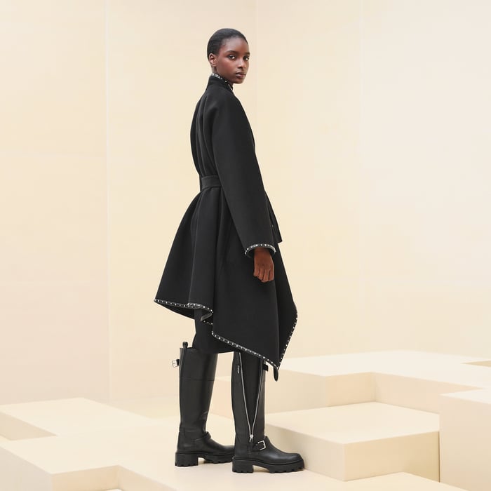 Noir Mixed Leather Coat