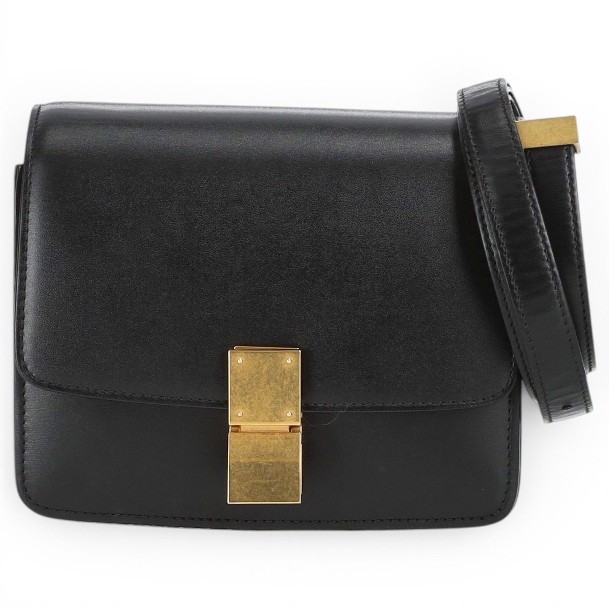 Clasp box leather crossbody bag