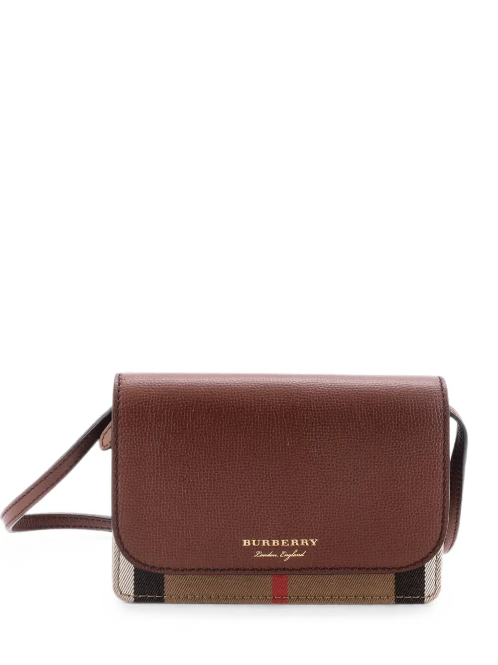 Hampshire Wallet on Chain Leather and House Check Canvas crossbody bag
