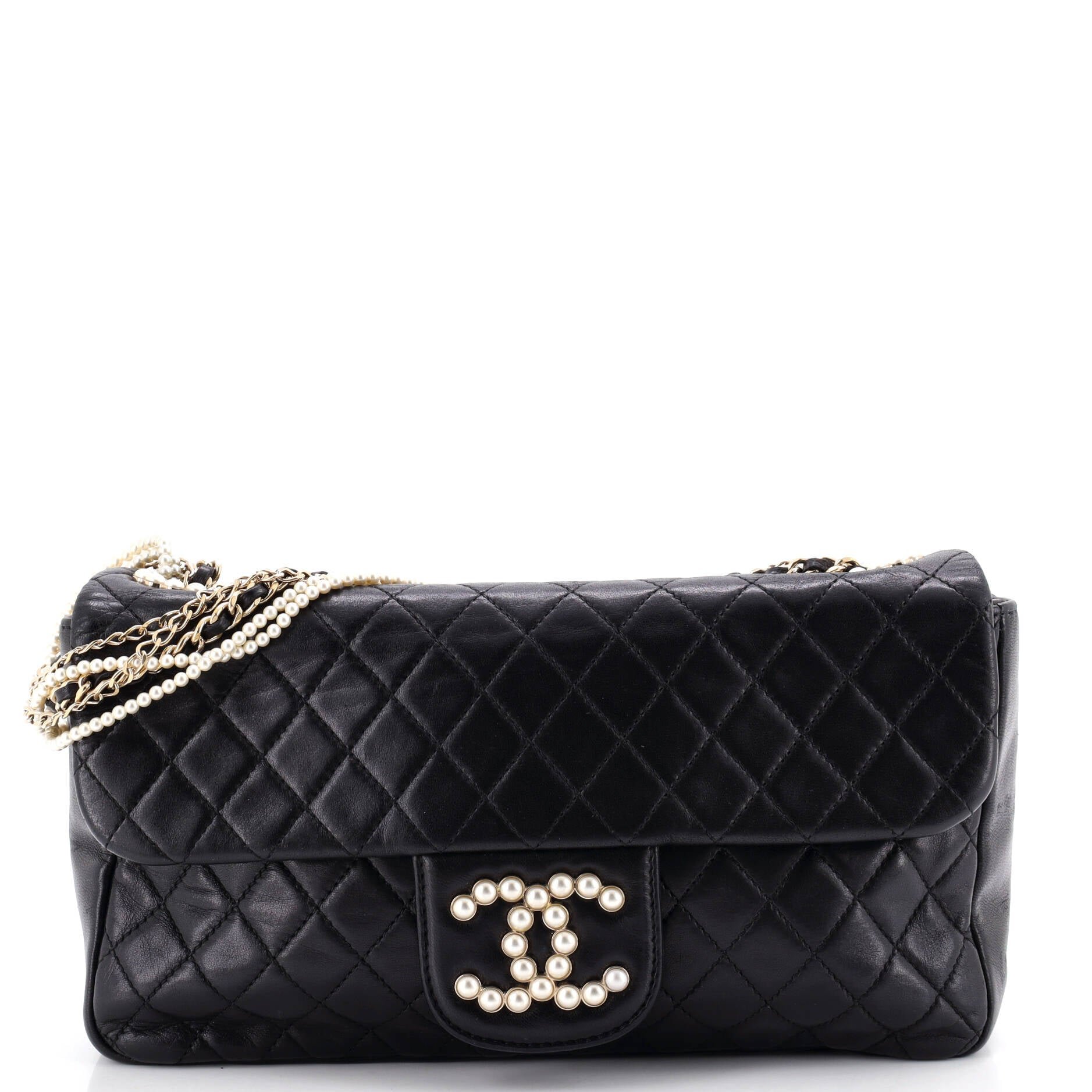 Westminster Pearl Chain Flap Bag Quilted Lambskin Medium