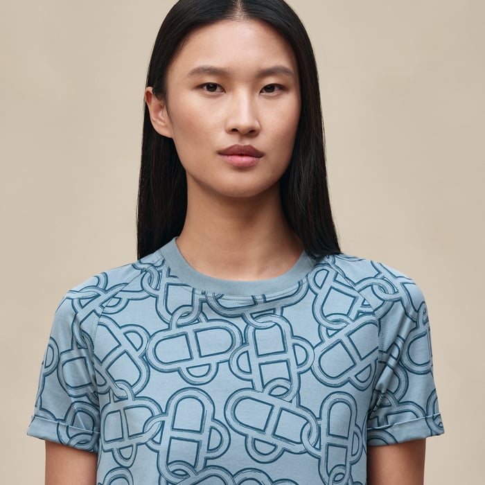 Bleu Adriatique "Maillon Equestre" Flared Dress