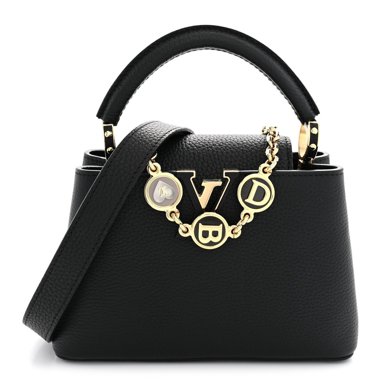 Louis Vuitton Taurillon Enamel Chain Capucines BB Black