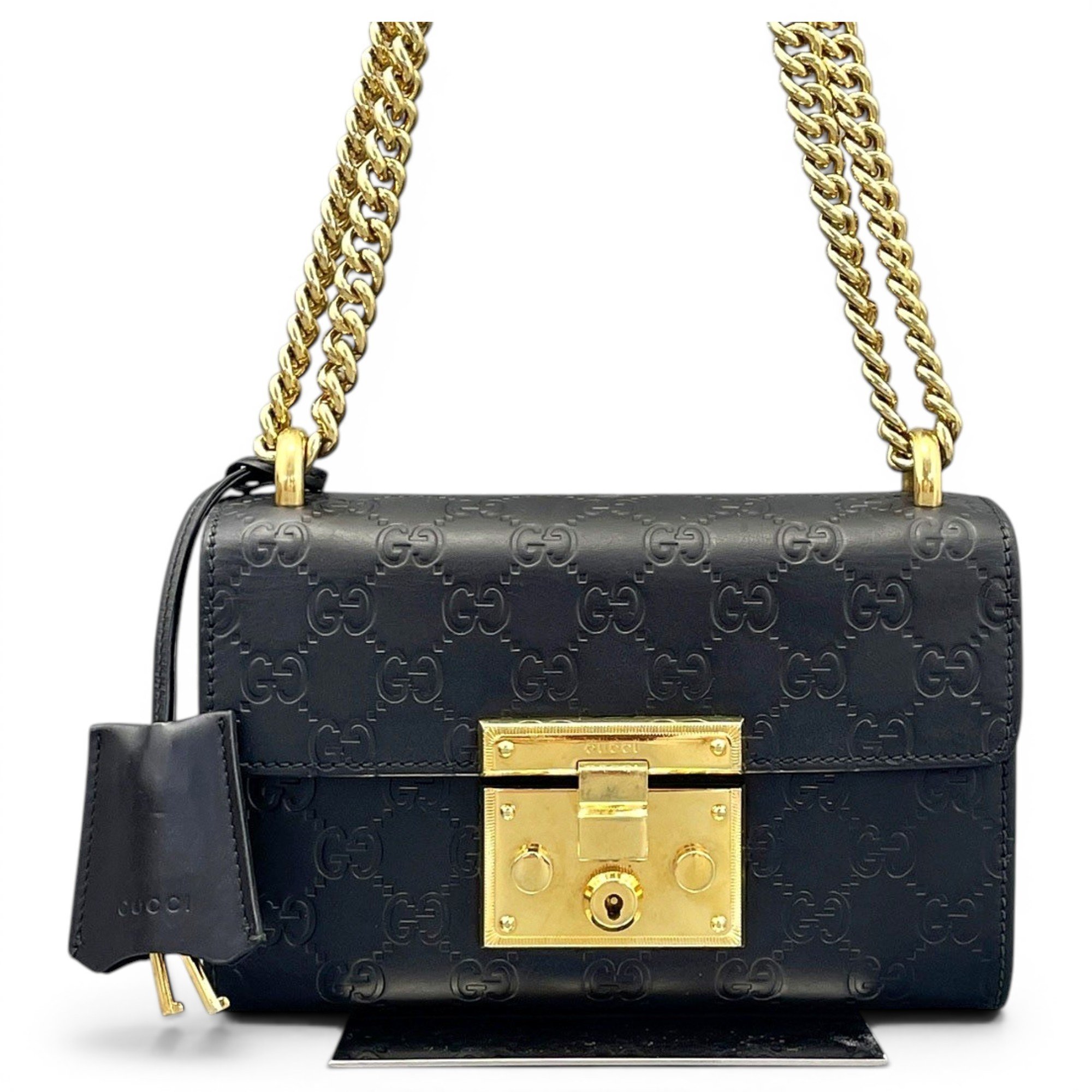 Padlock leather handbag