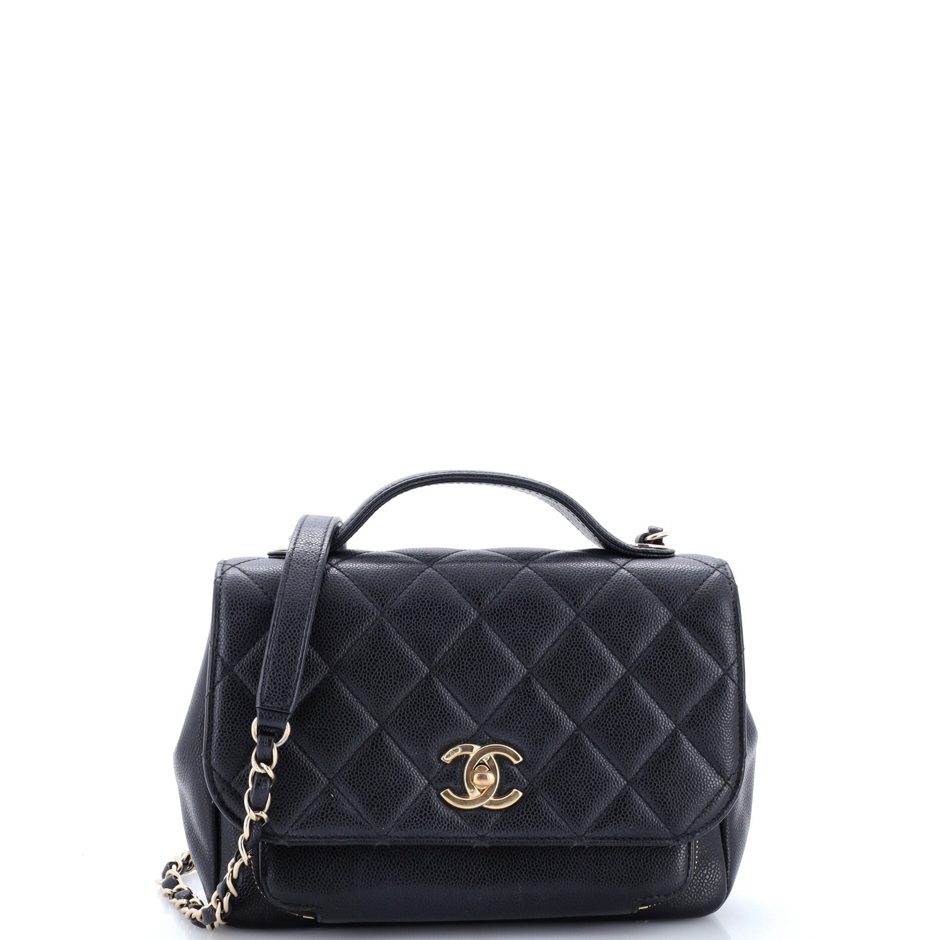 Business Affinity Flap Bag Quilted Caviar Small