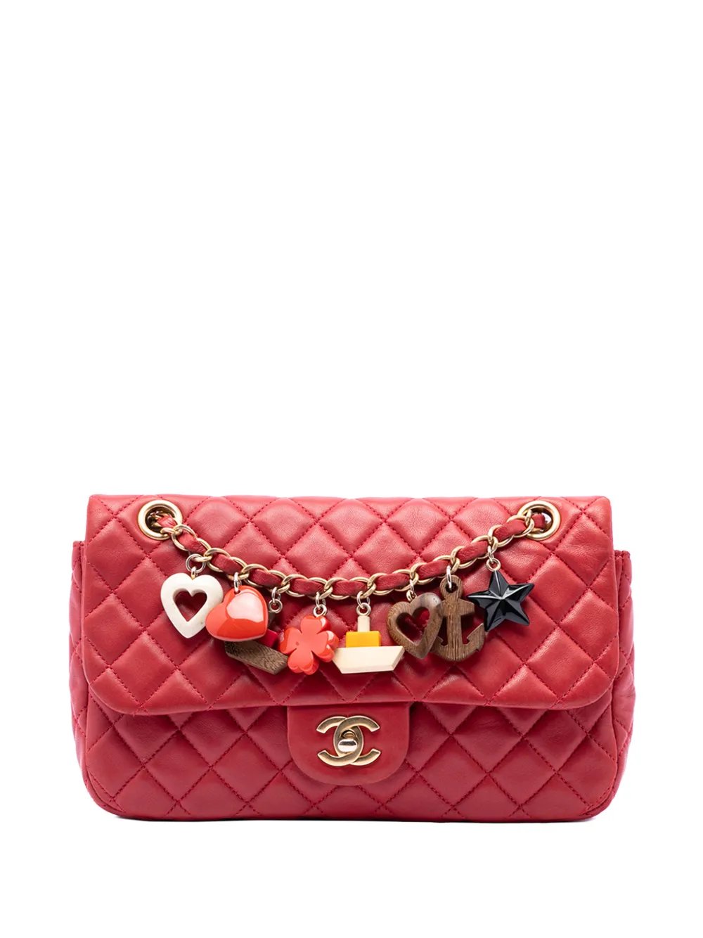 2010-2011 Medium Classic Lambskin Marine Charms Single Flap shoulder bag