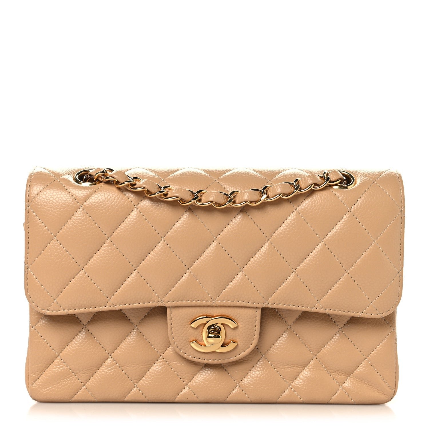 Chanel Caviar Quilted Small Double Flap Beige