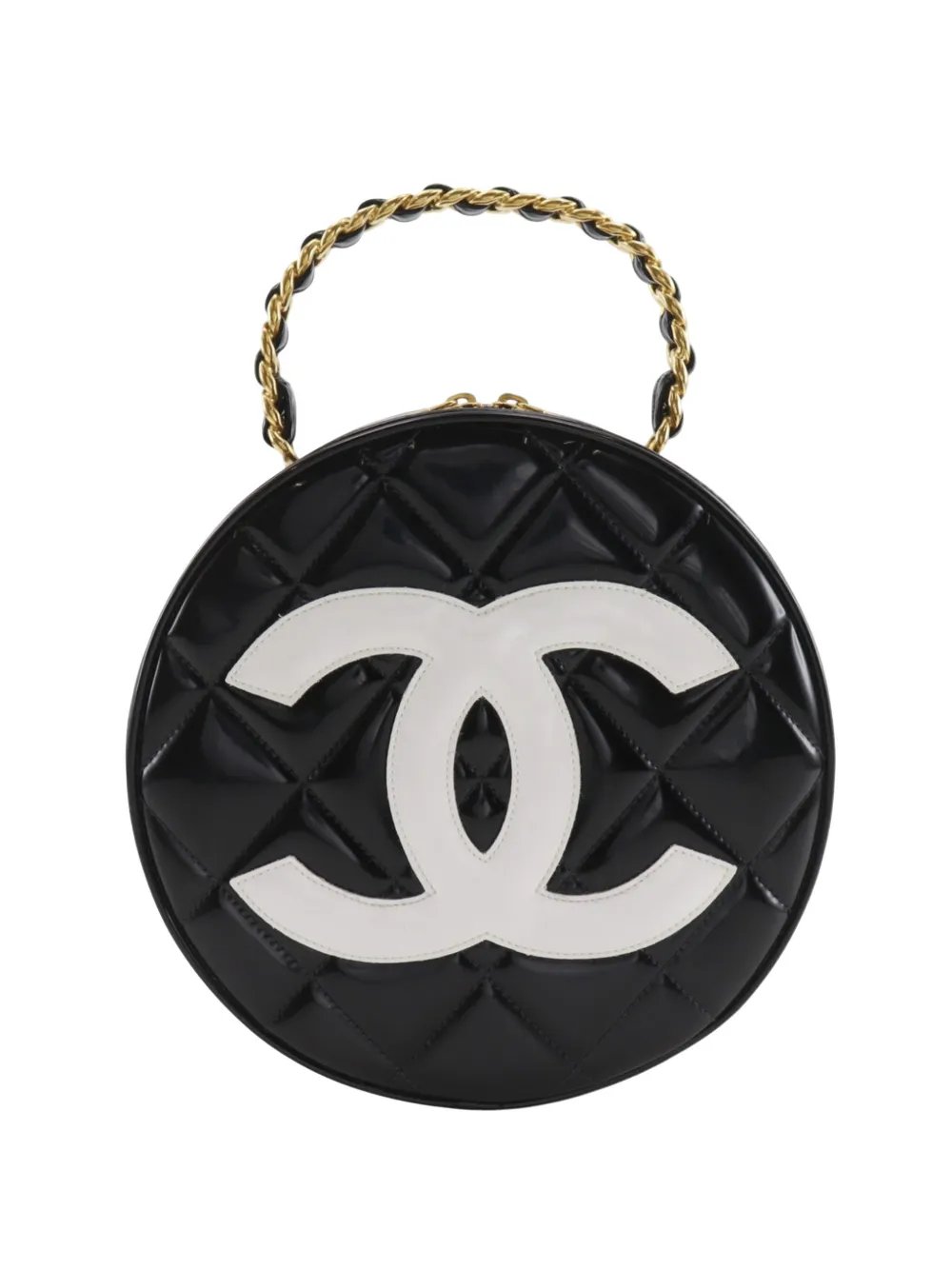 1994-1996 CC Quilted Patent Round Vanity Bag handbag