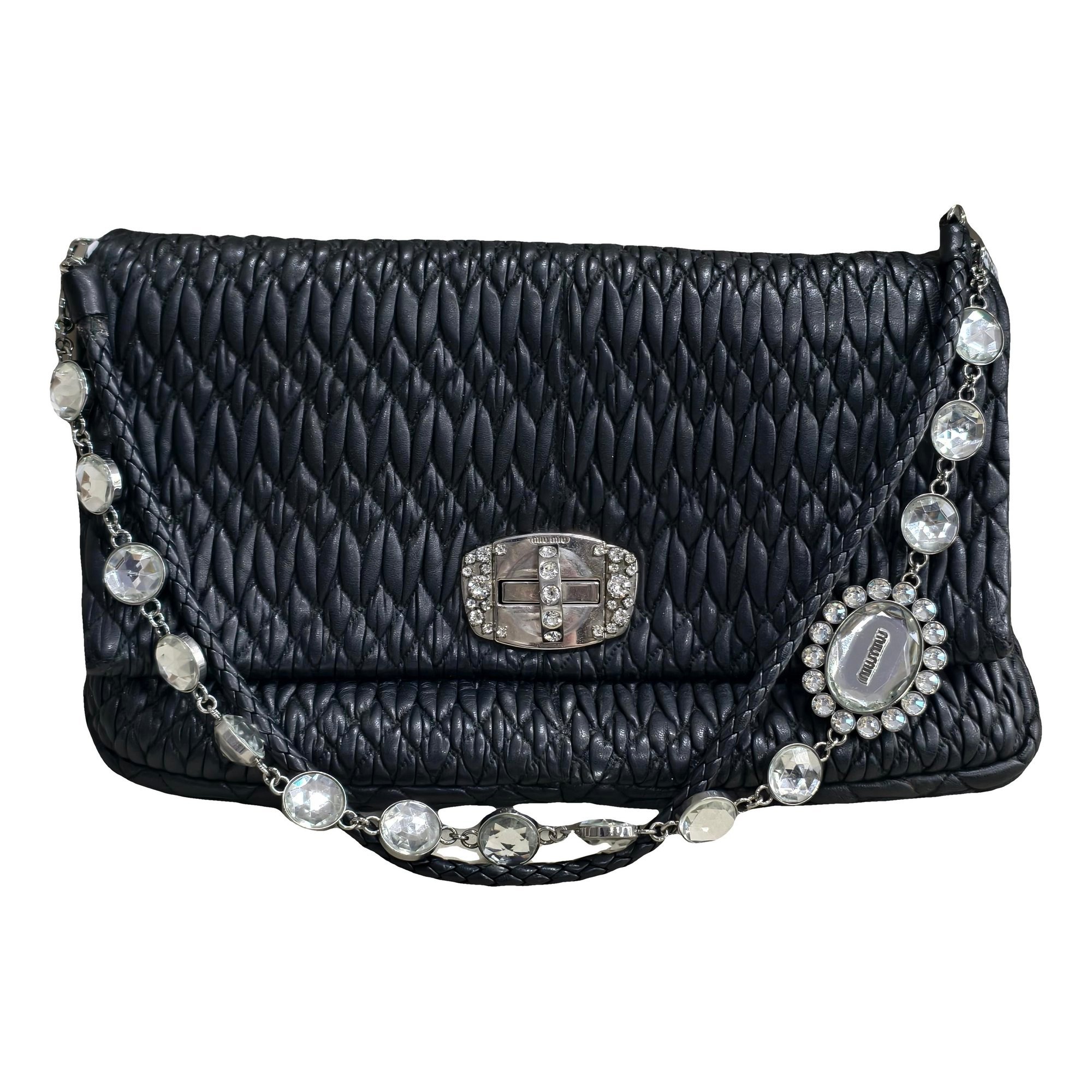 Miu Crystal leather handbag
