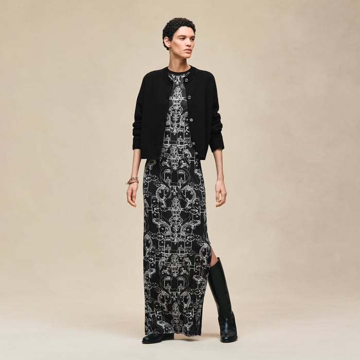 Noir Cashmere Long-sleeve Cardigan