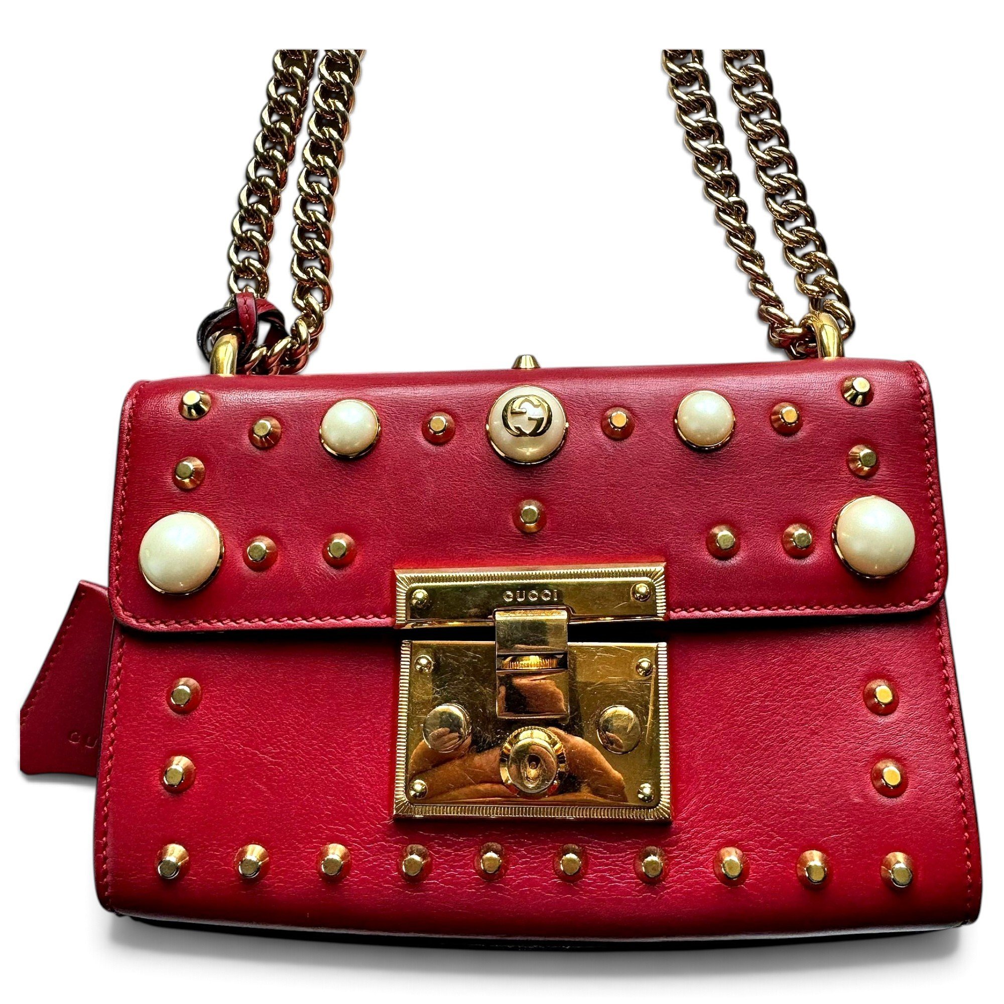 Padlock leather handbag