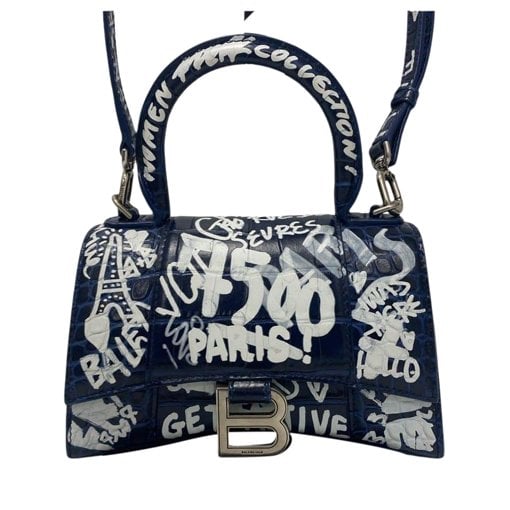 Hourglass leather handbag