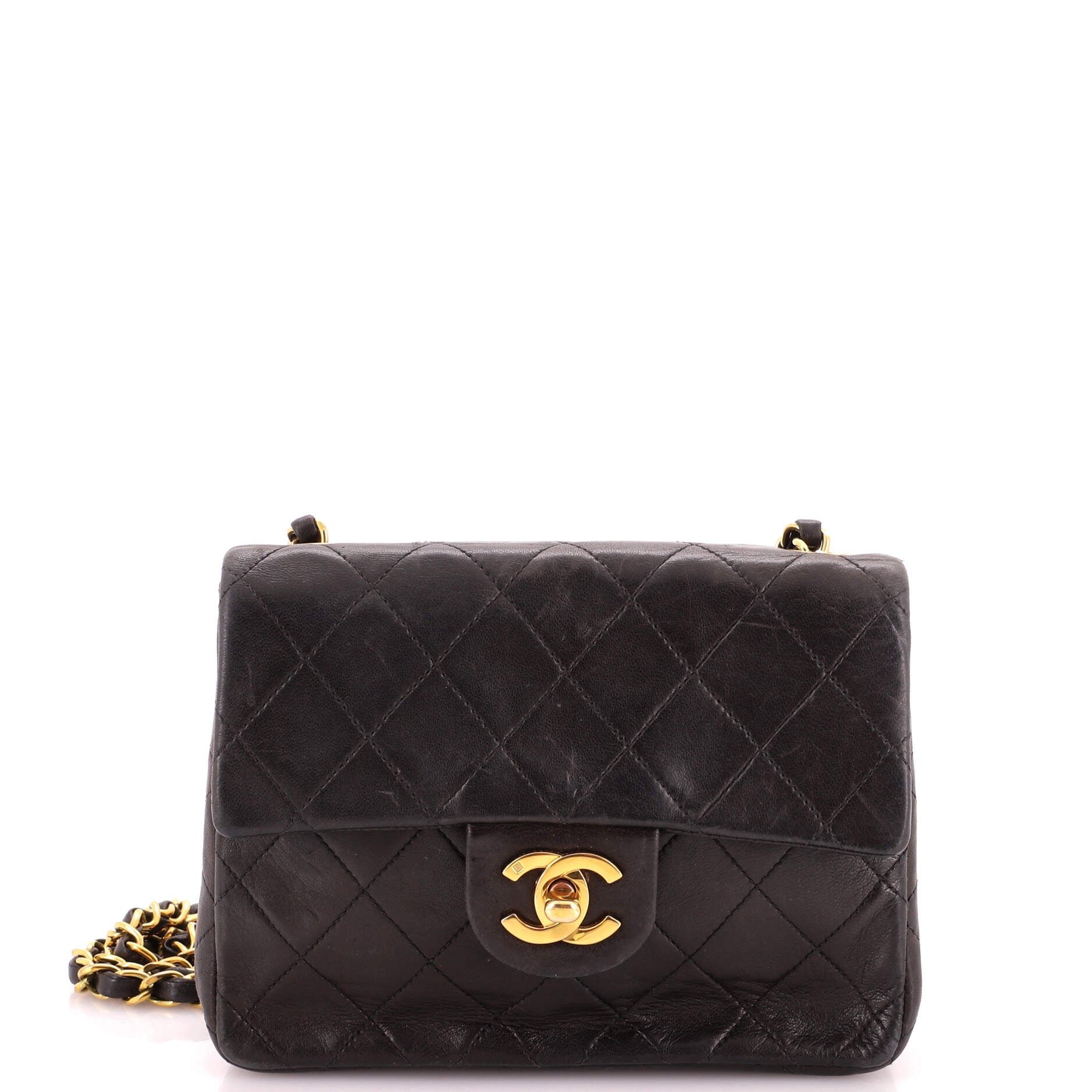 Vintage Square Classic Single Flap Bag Quilted Lambskin Mini