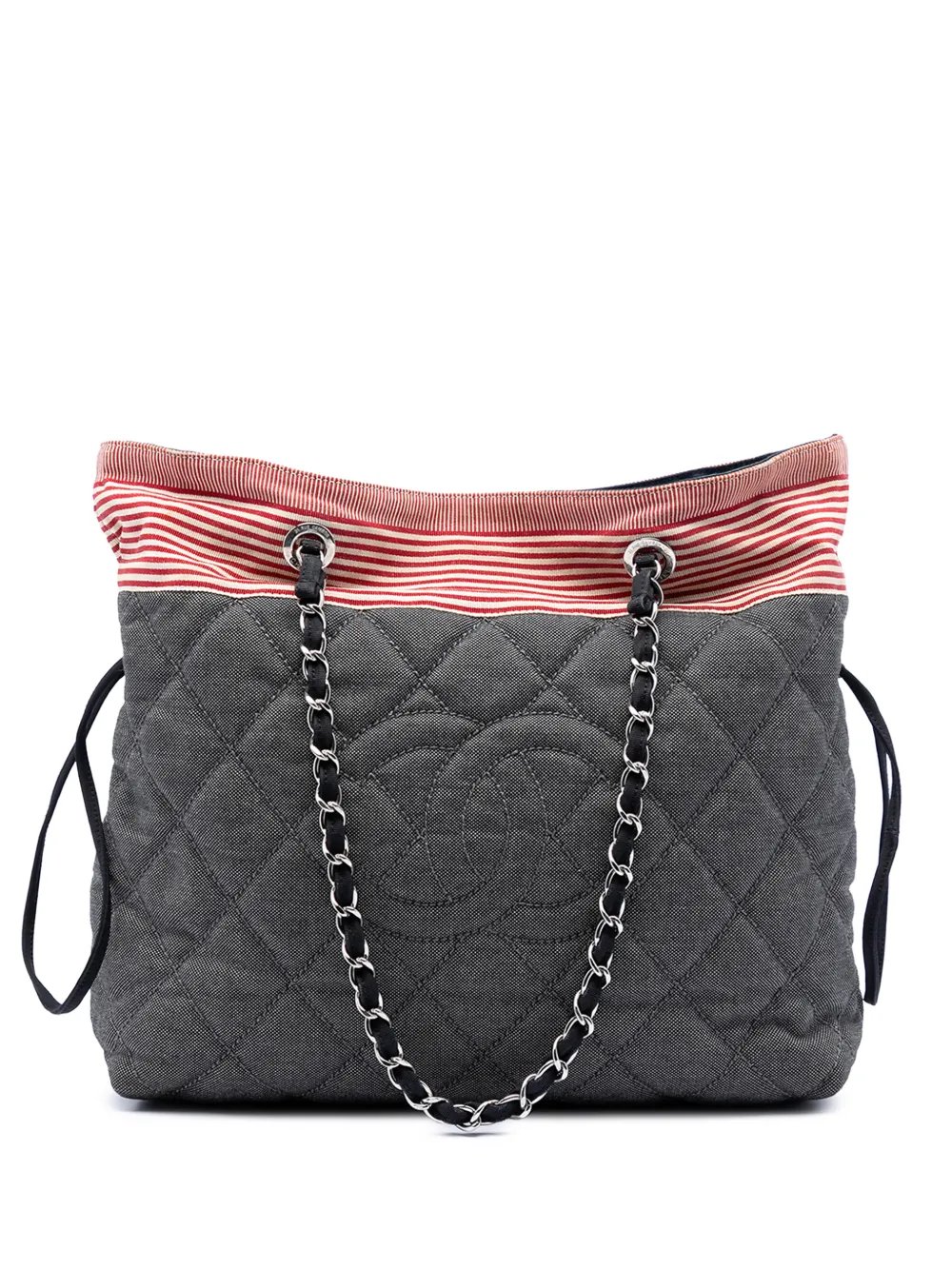 2009-2010 CC Quilted Denim Grosgrain Drawstring tote bag