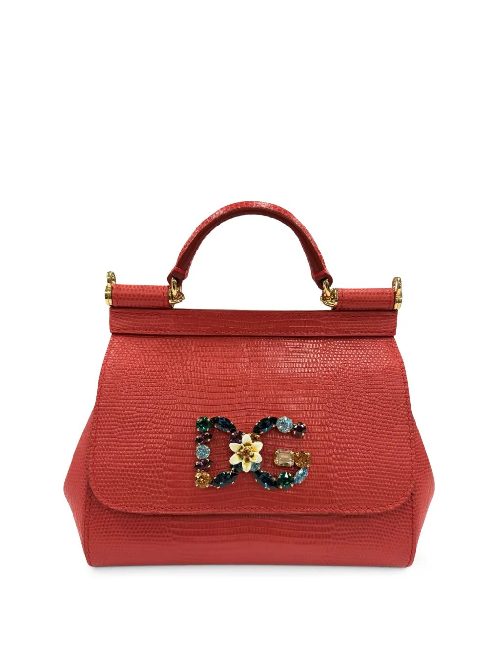 2000-2026 Small Iguana Embossed Calfskin Miss Sicily satchel
