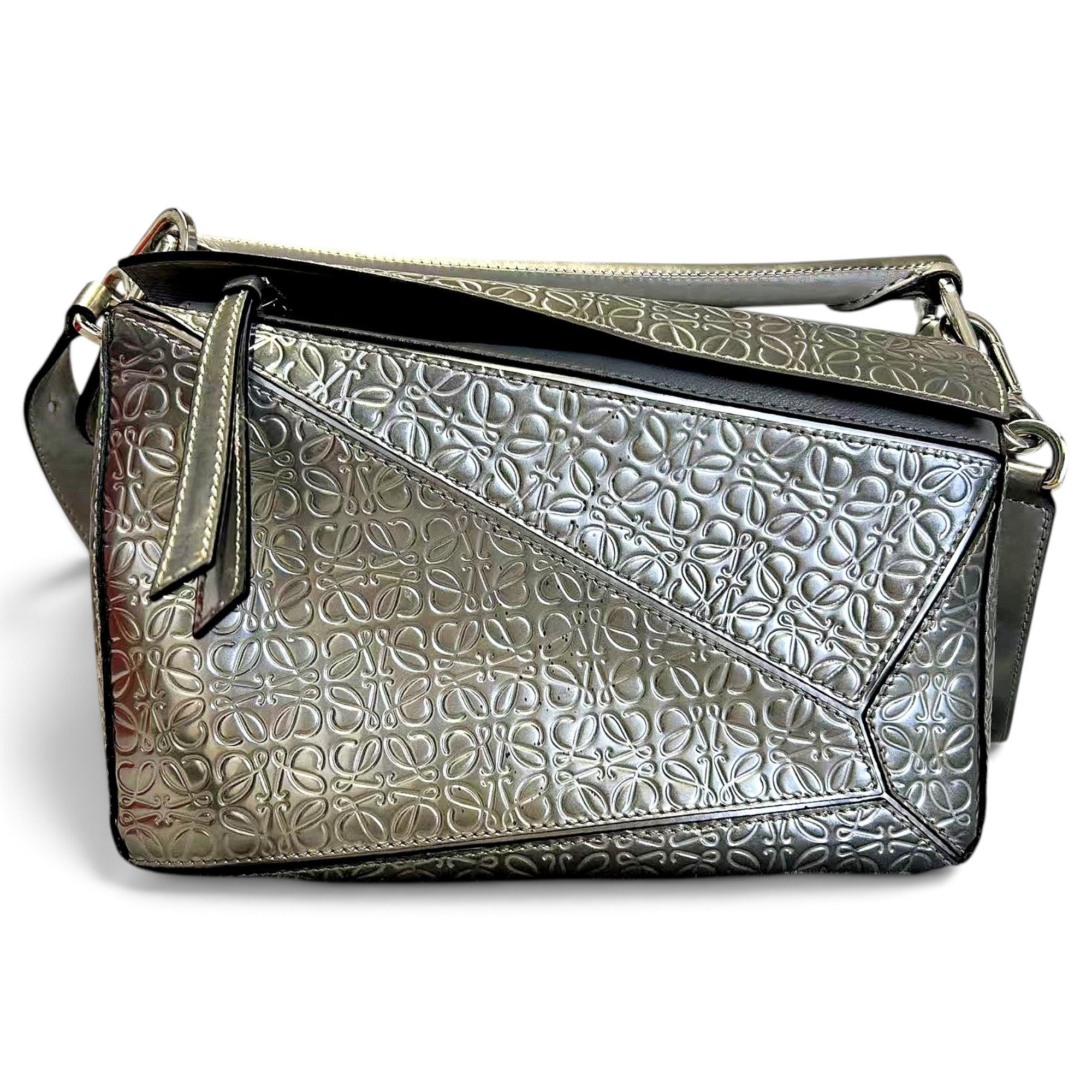 Puzzle leather handbag