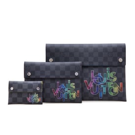 Louis Vuitton Virgil Abloh Damier Graphite Coated Canvas Rainbow Alpha Triple Pouches Silver Hardware, 2020