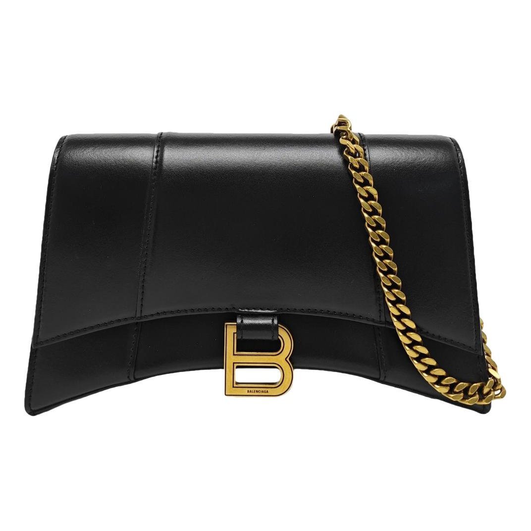 Hourglass leather handbag