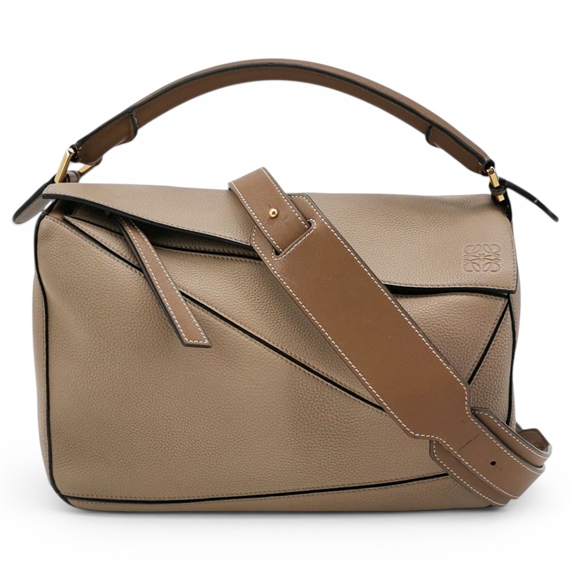 Puzzle leather handbag