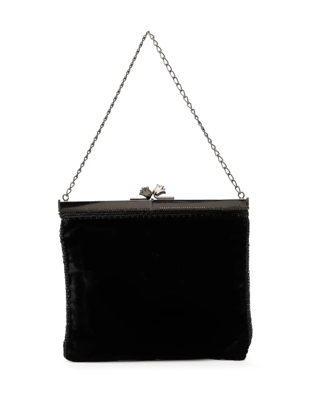 1990-2000 Velluto Ricamo Tulip Kisslock Frame Bag handbag