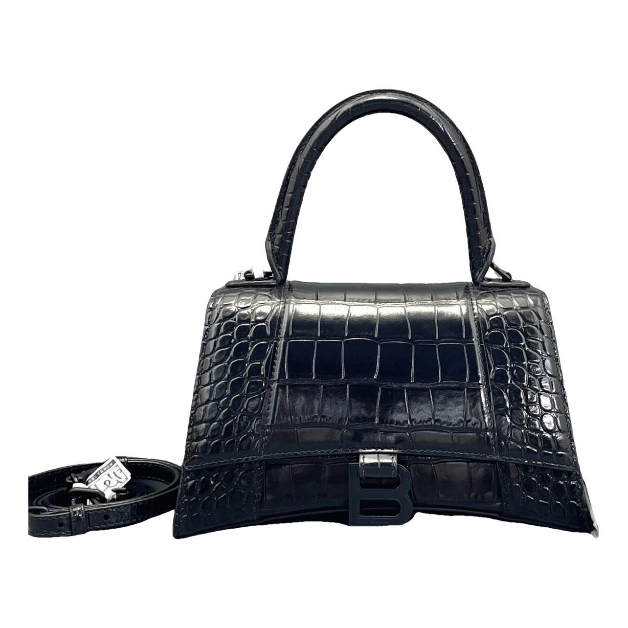 Hourglass leather handbag