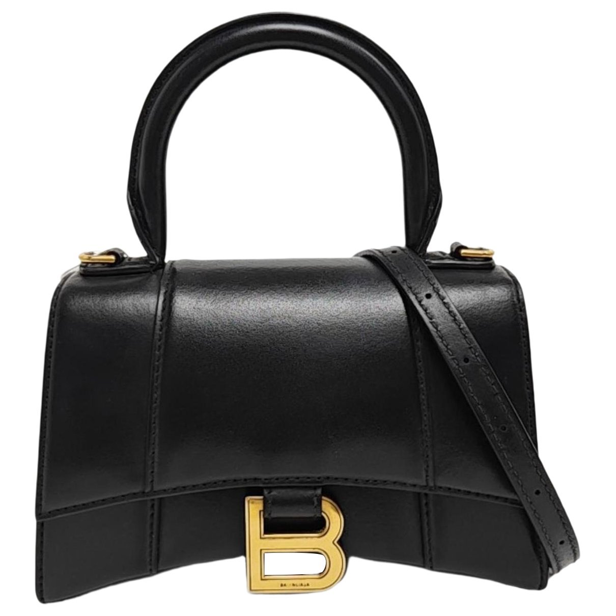 Hourglass leather handbag