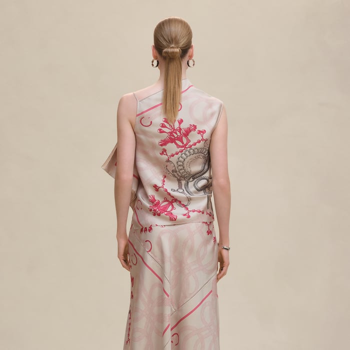 Beige Avoine "Palefroi Remix" Draped Asymmetric Sleeveless Blouse