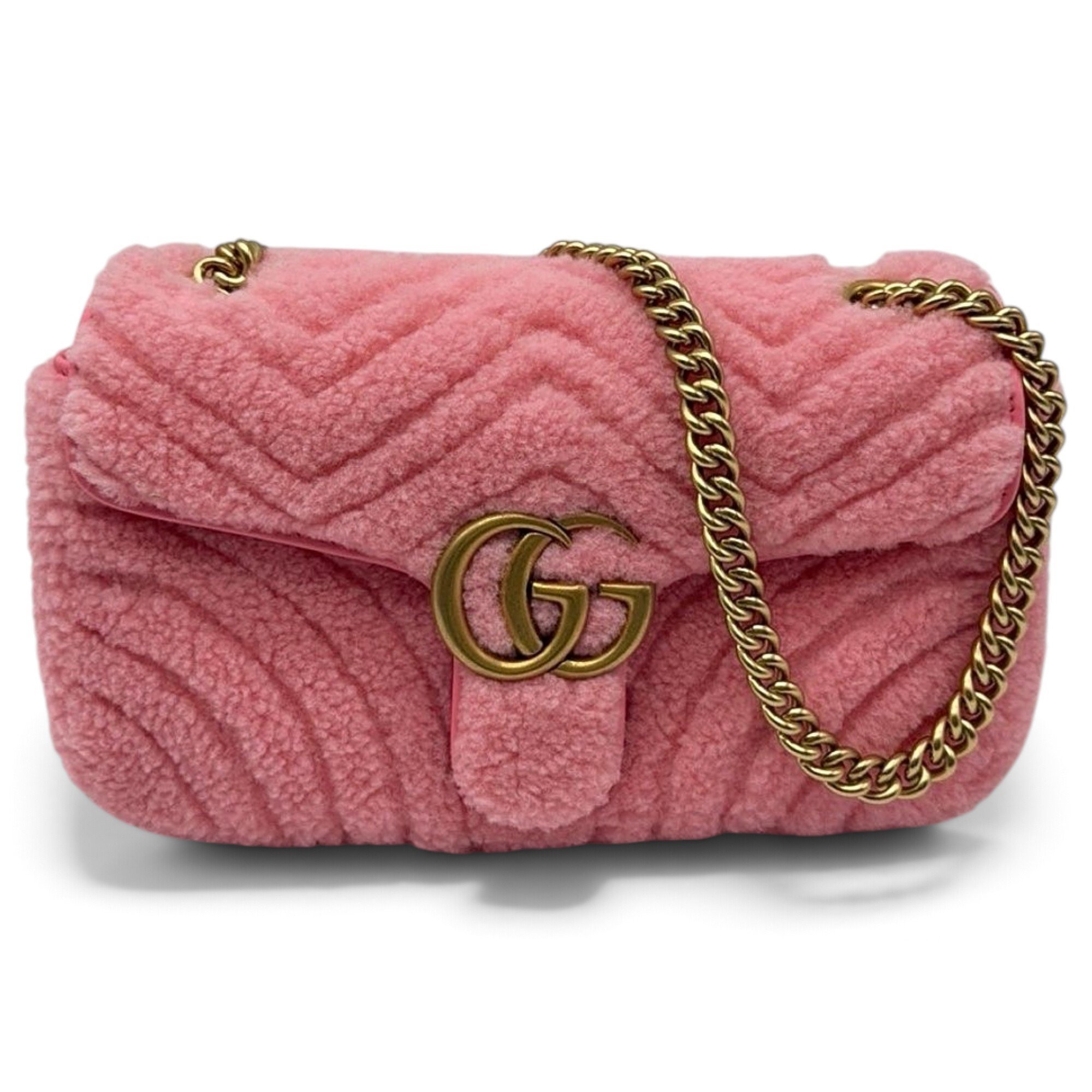 GG Marmont Flap faux fur handbag