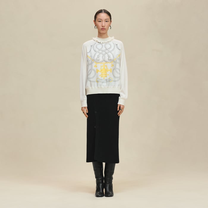 Blanc Nacre "Palefroi Remix" Long-sleeve Twillaine Sweater
