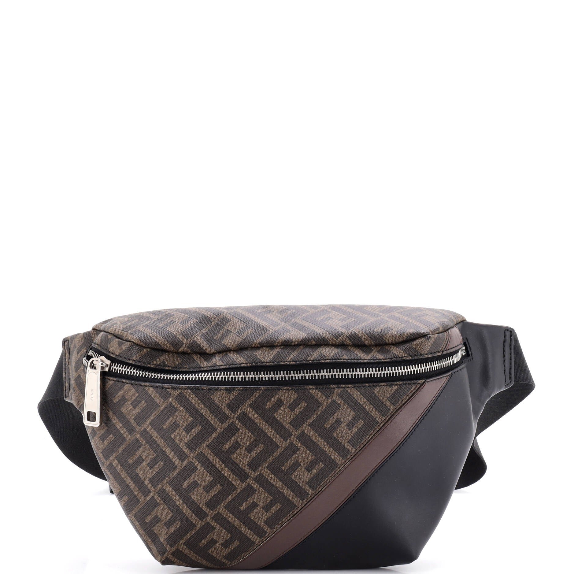 Zip Belt Bag Zucca Coated Canvas and Leather