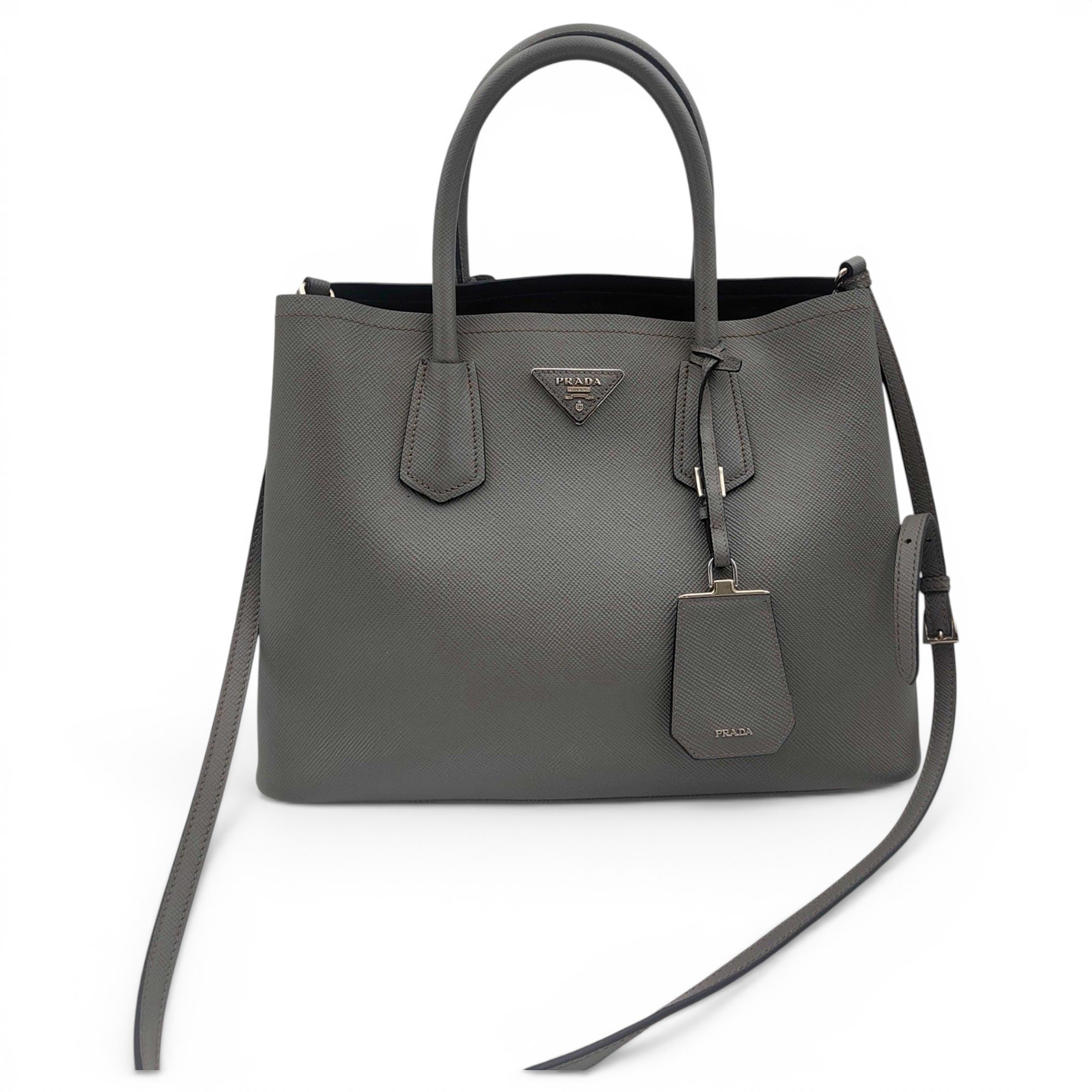 Double leather handbag