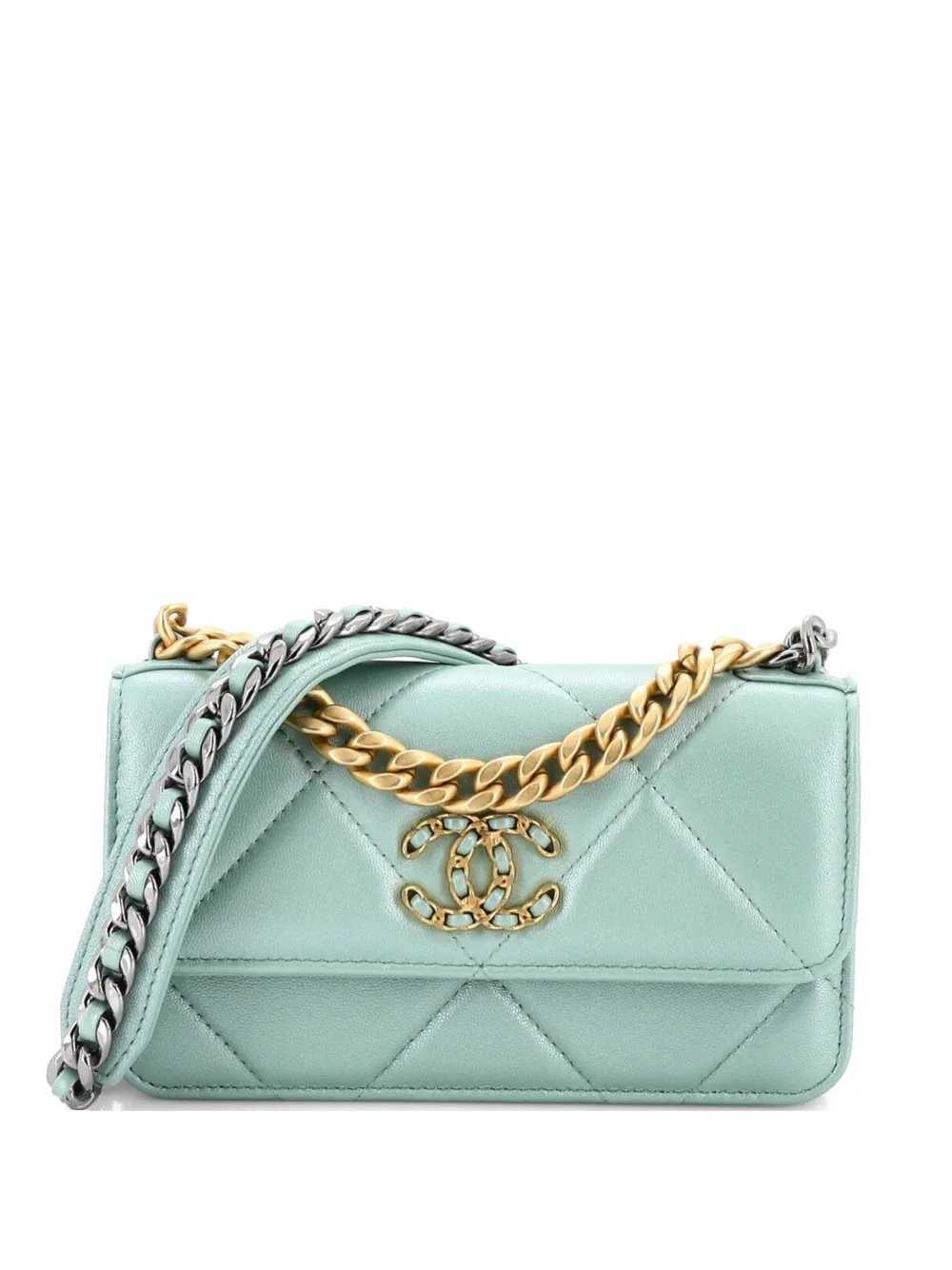 19 Flap Phone Holder with Chain Quilted Lambskin crossbody bag