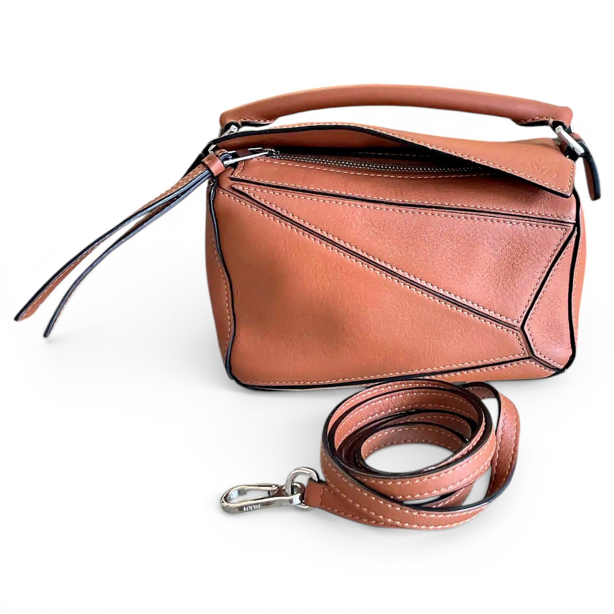 Puzzle leather crossbody bag