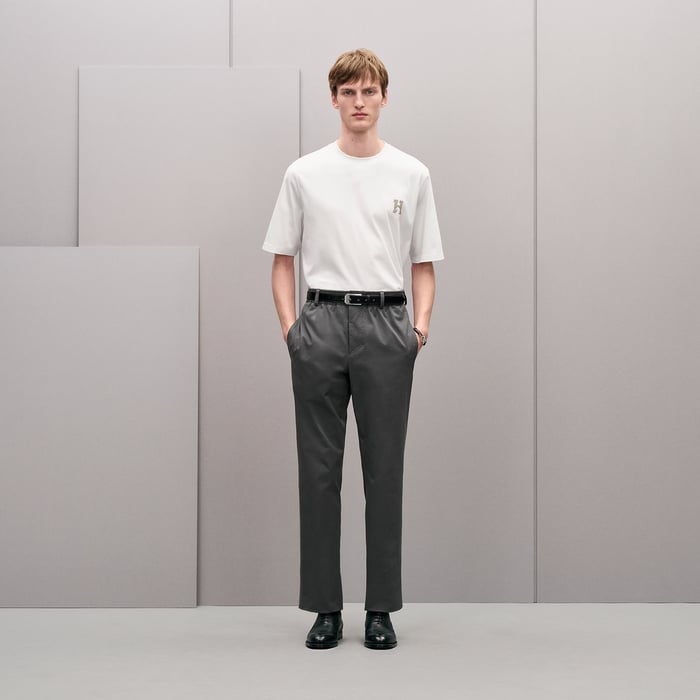 Blanc "H'Cheval" T-shirt With Leather Detail