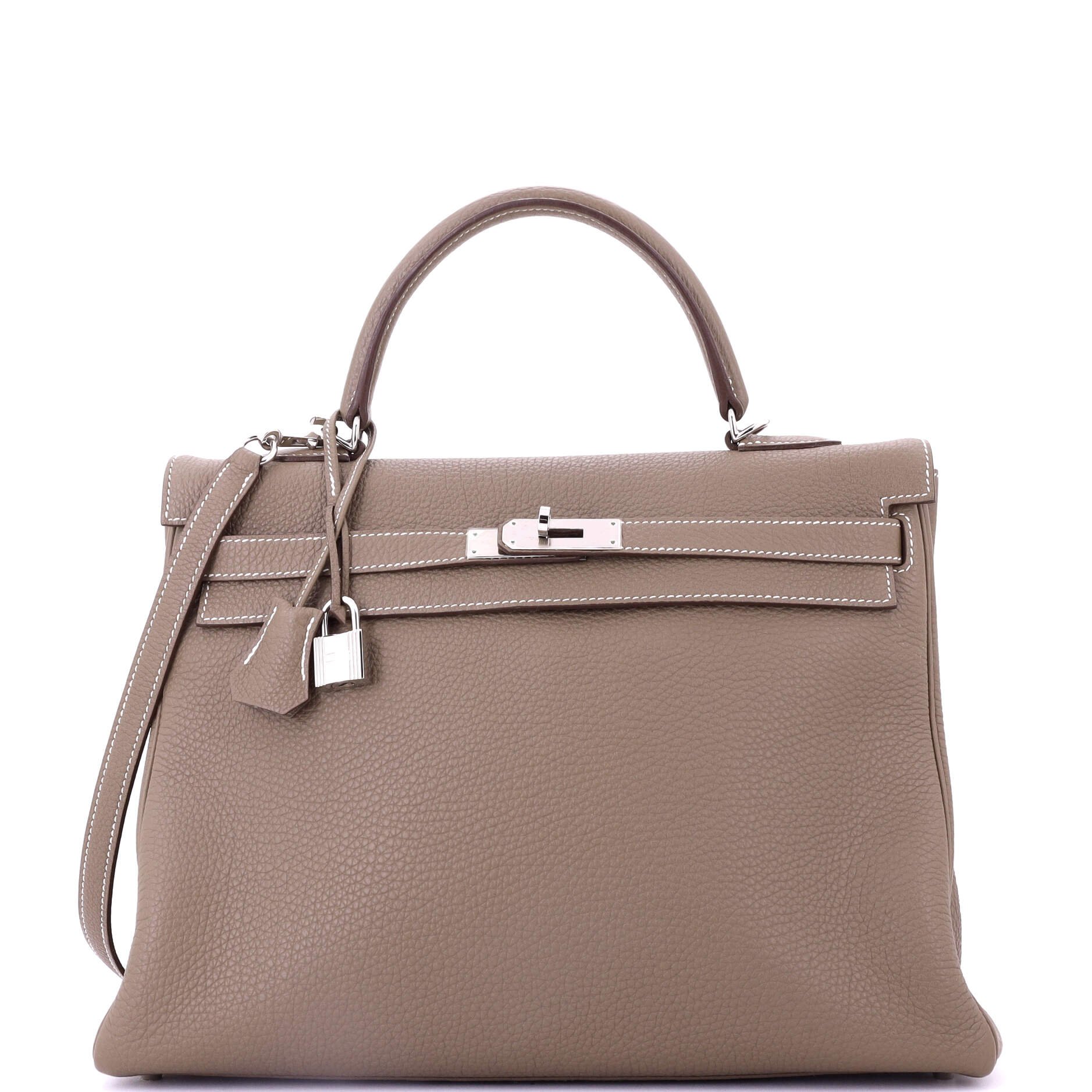 Hermes Kelly Handbag Grey Togo with Palladium Hardware 35