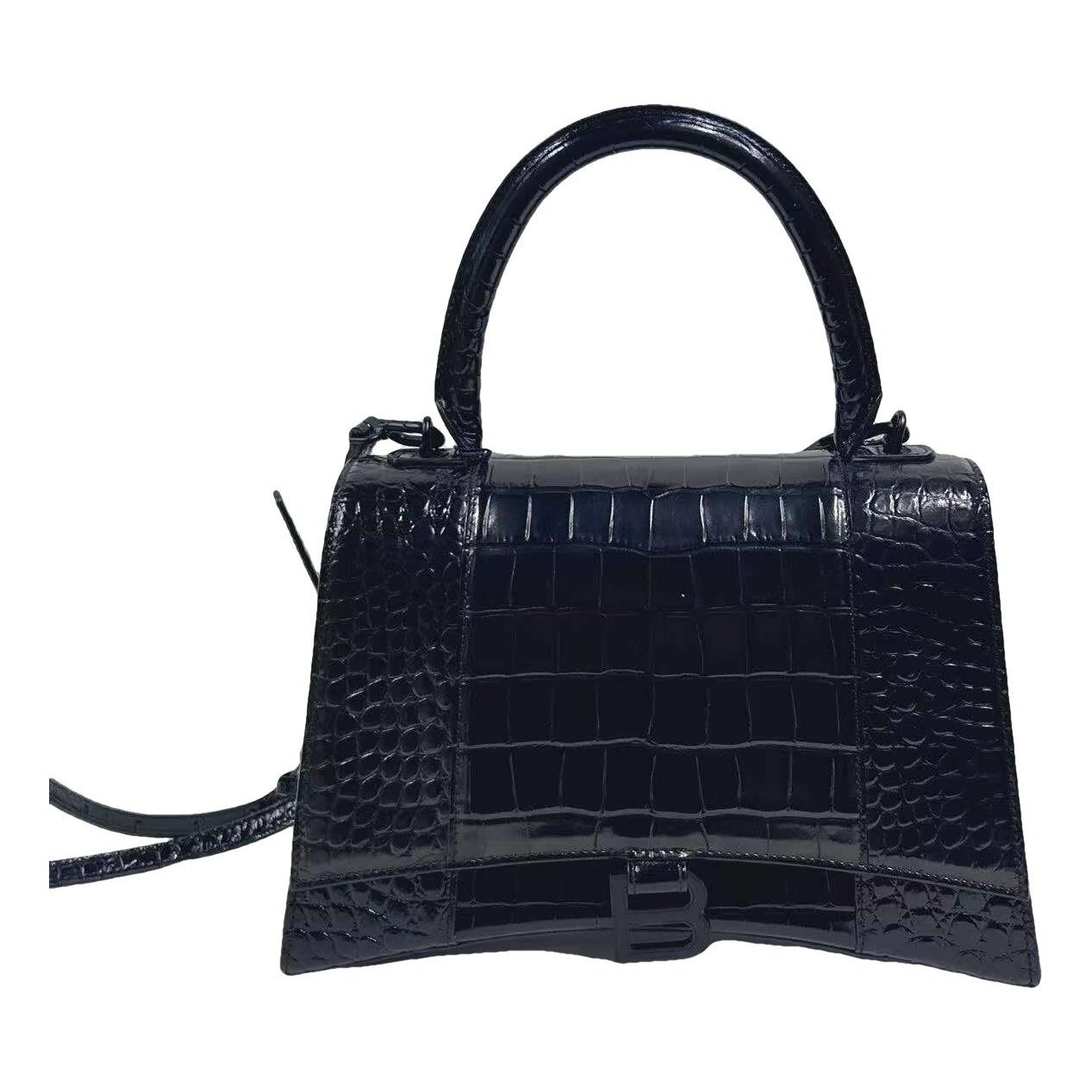 Hourglass leather handbag