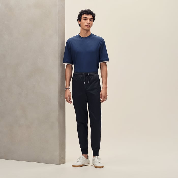 Indigo T-shirt With "Sellier" Detail