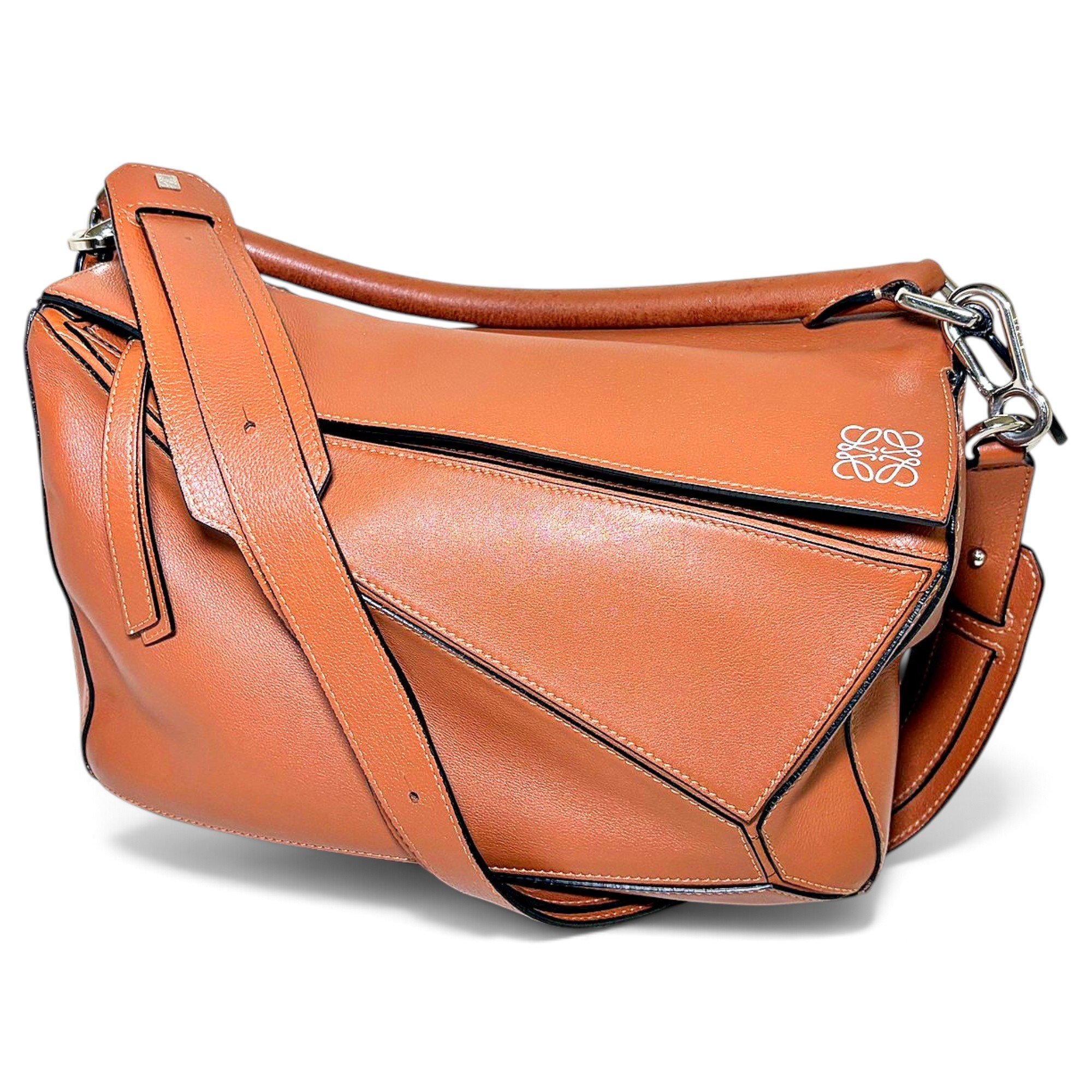 Puzzle leather handbag