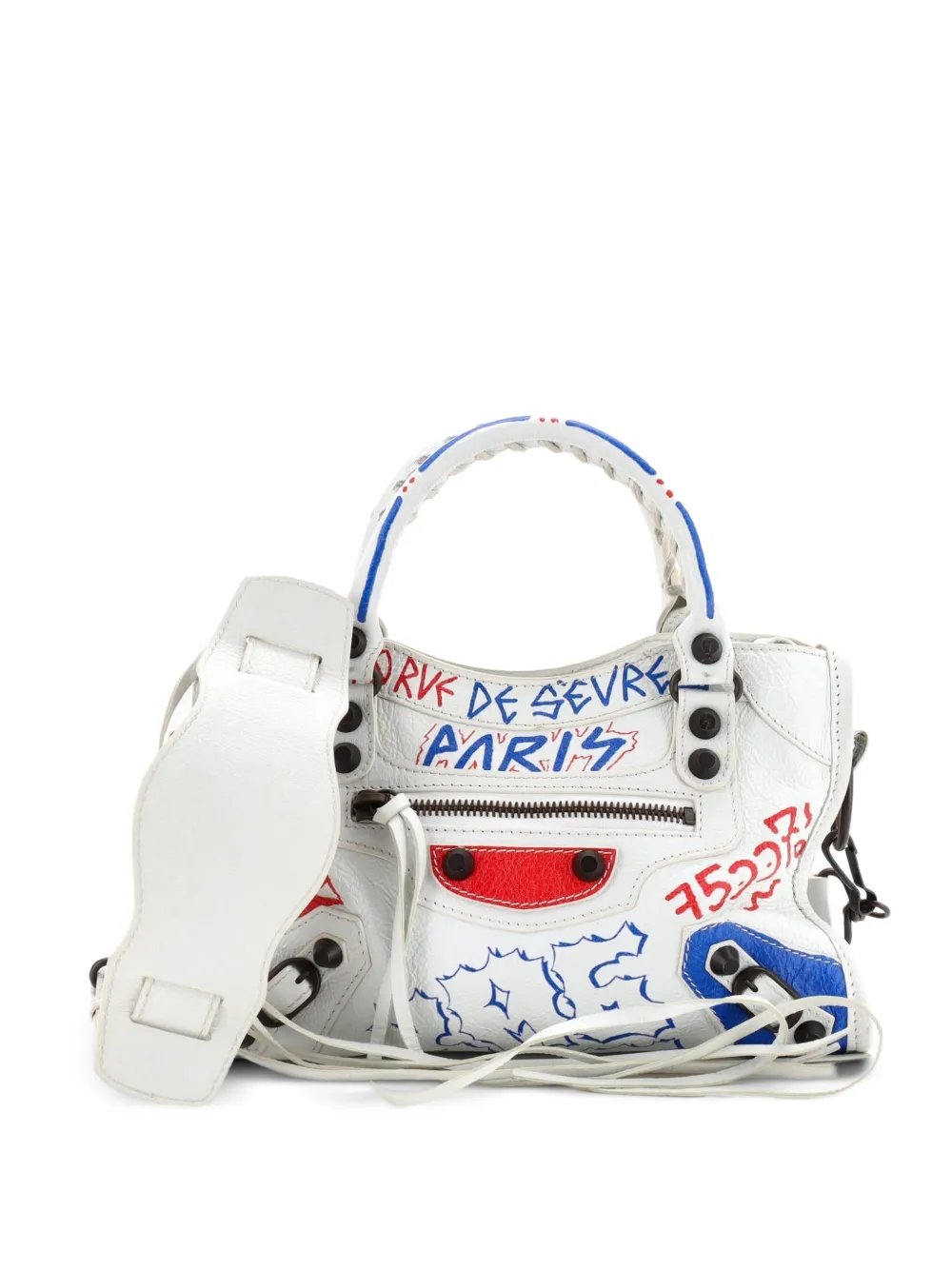 Balenciaga City Graffiti Classic Studs Bag Leather Mini satchel