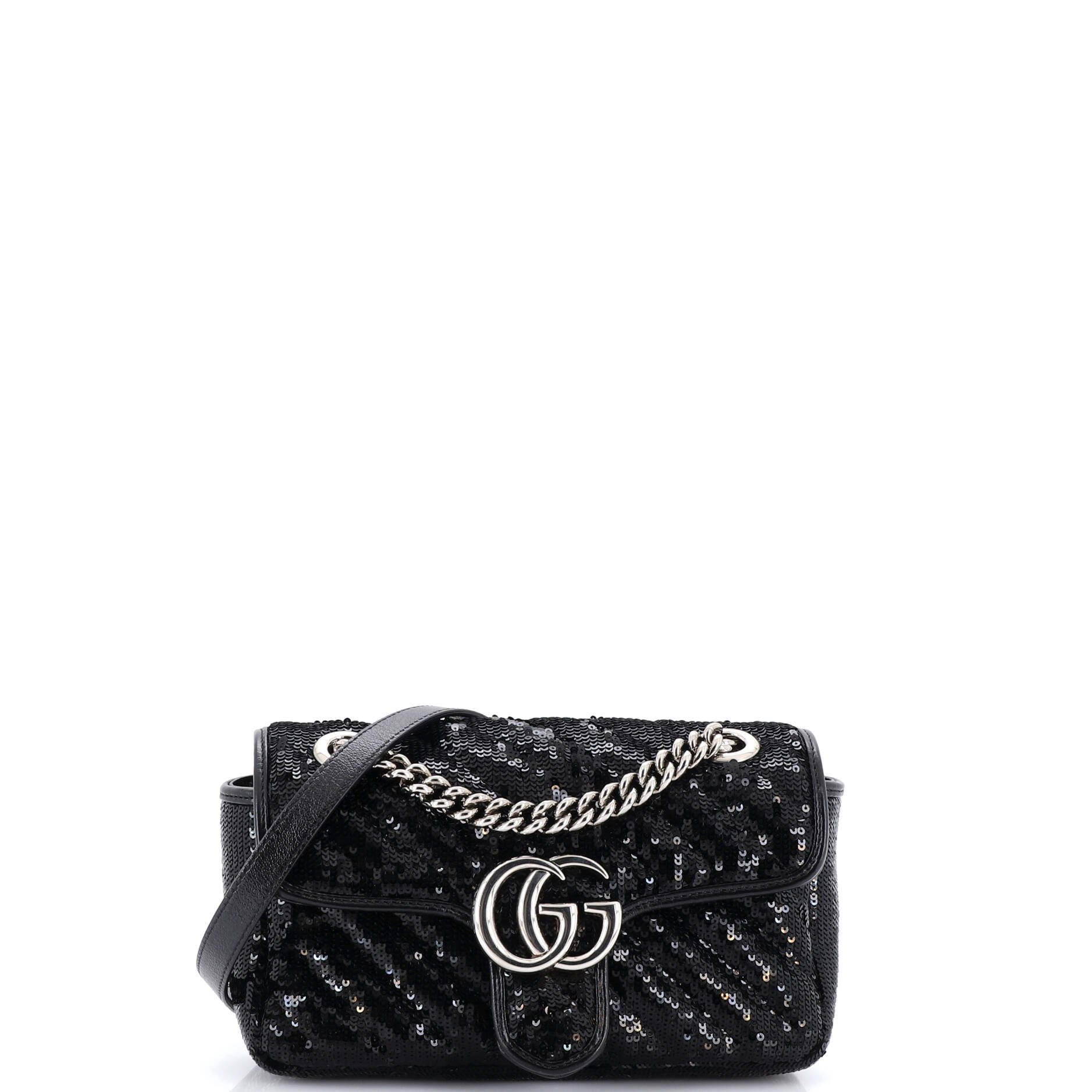 GG Marmont Flap Bag Diagonal Quilted Sequins Mini