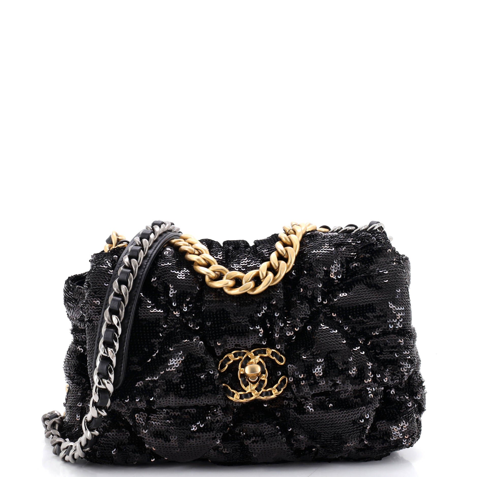 19 Flap Bag Quilted Sequins Medium