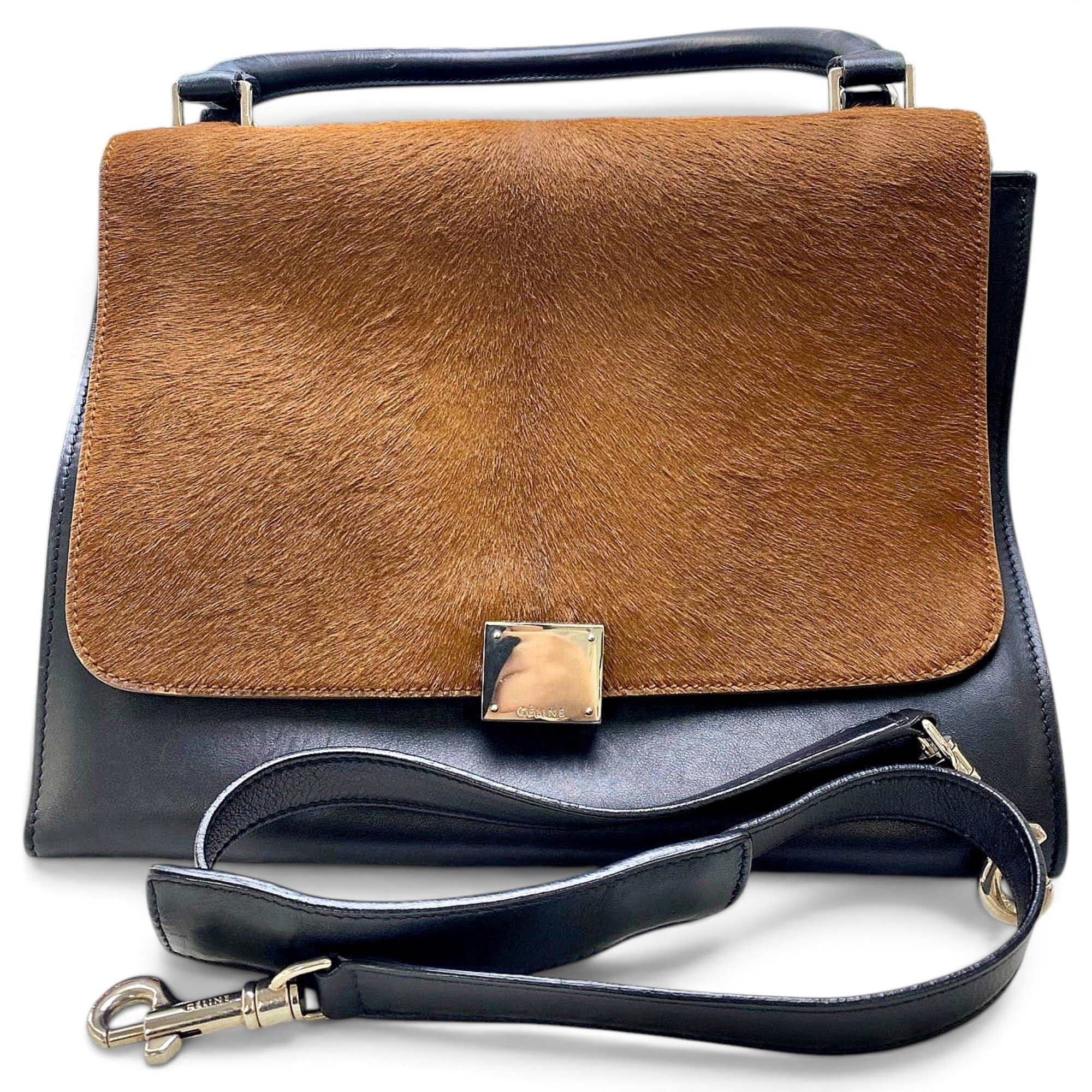 Trapèze leather handbag