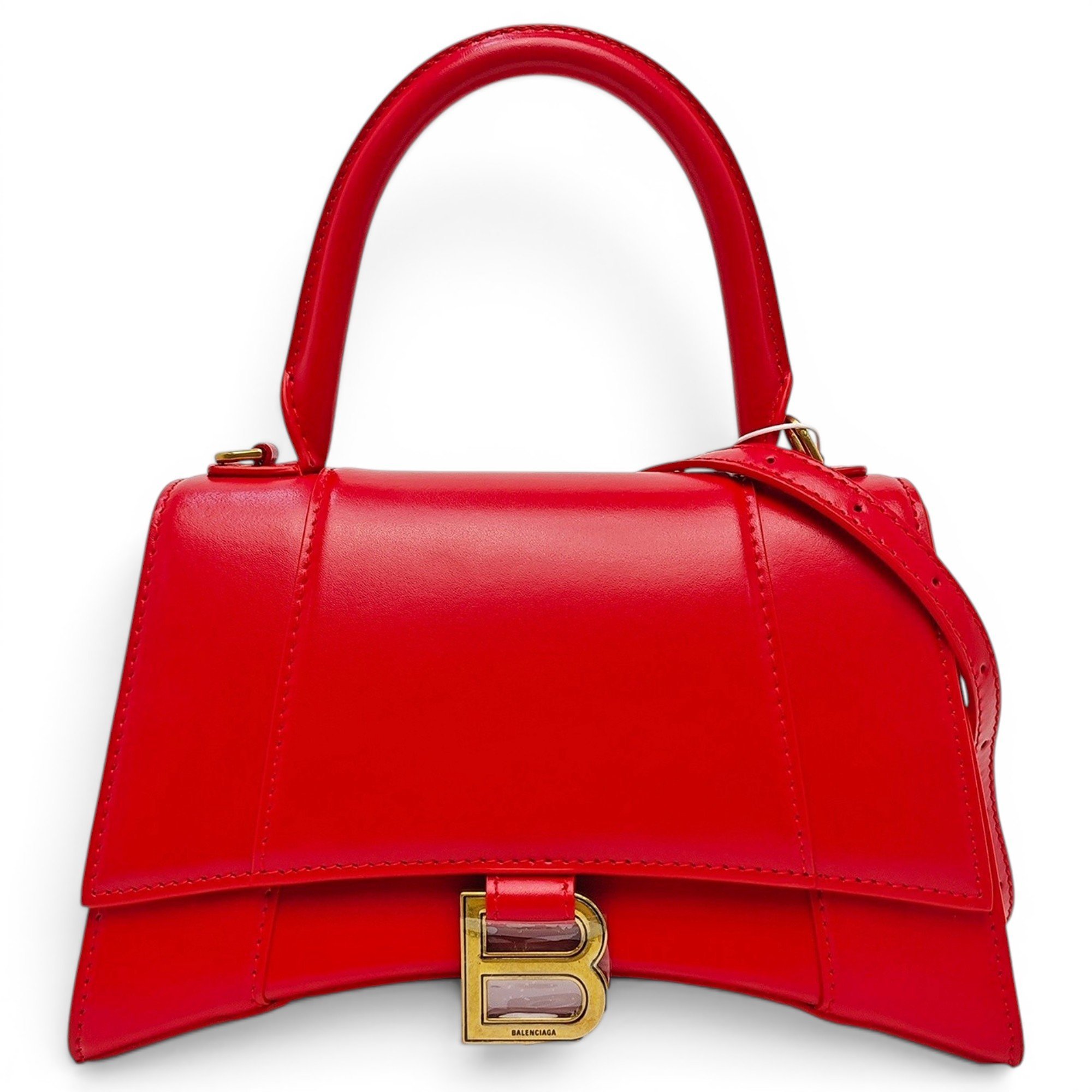 Hourglass leather handbag