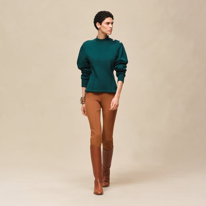 Vert Pin Buttoned Sweater With "Ferronnerie" Details