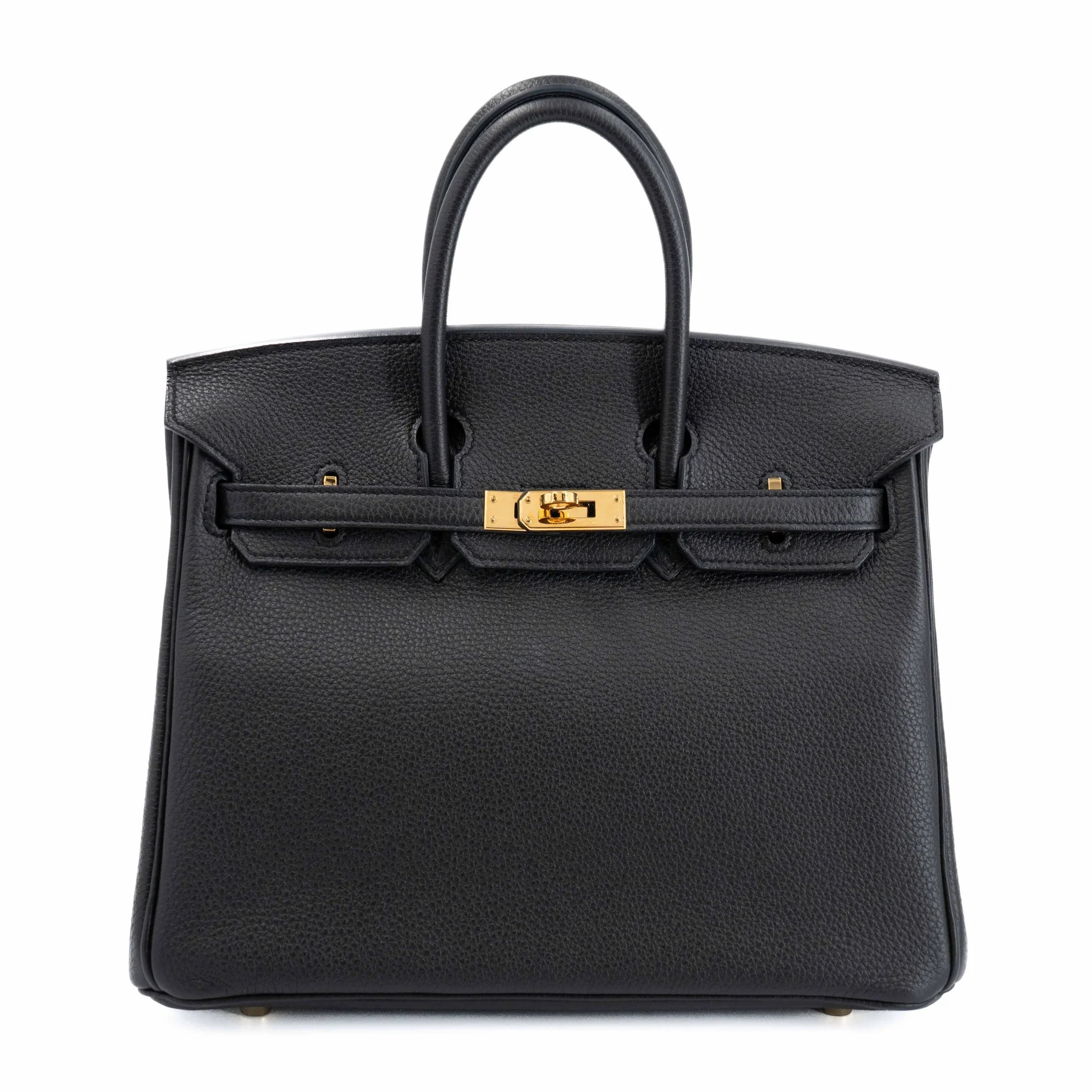 Hermes Very Good ( Rank A) HERMÈS Birkin 25 Noir (89) Togo Gold hardware Square R (2014)