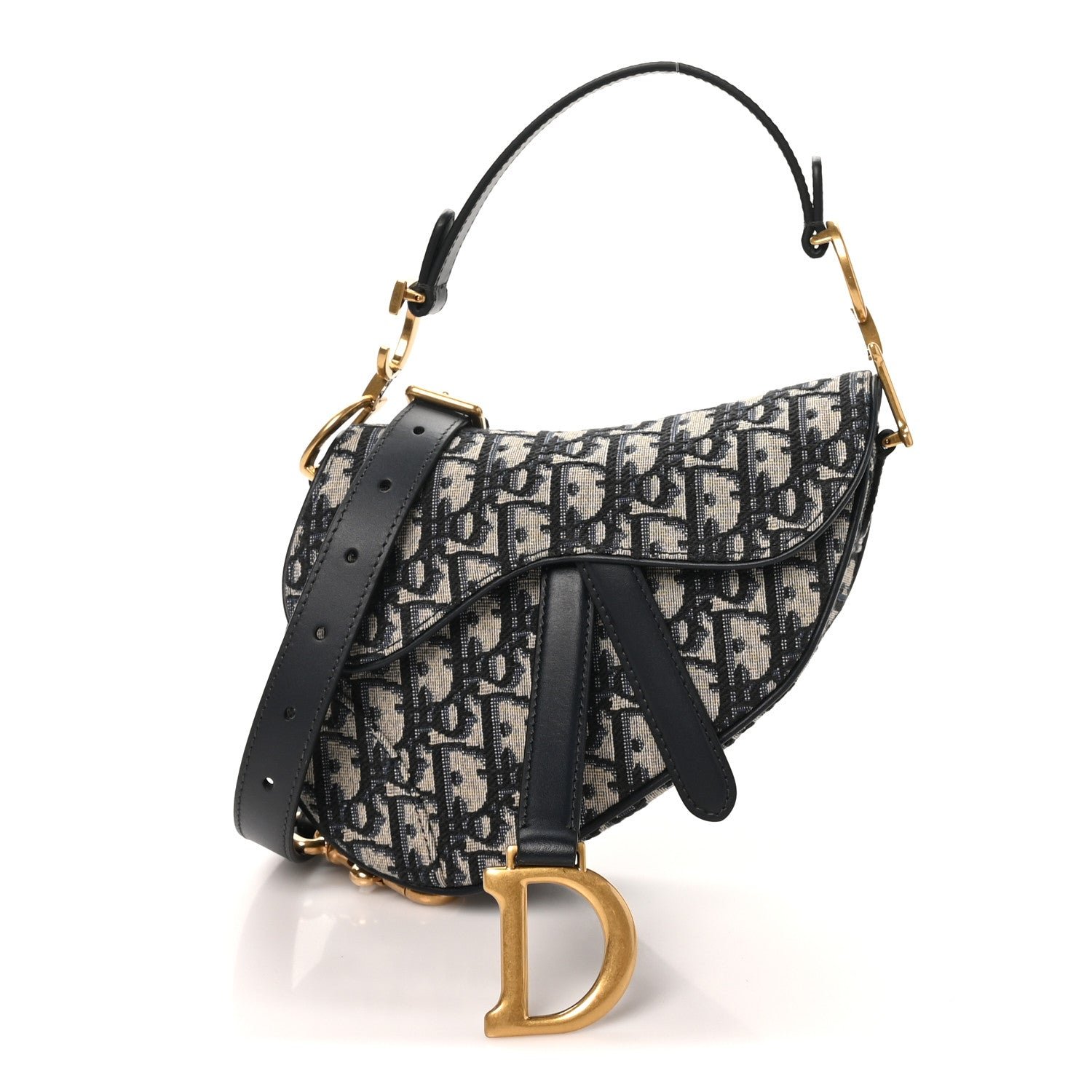 Christian Dior Oblique Mini Saddle Bag With Strap Blue