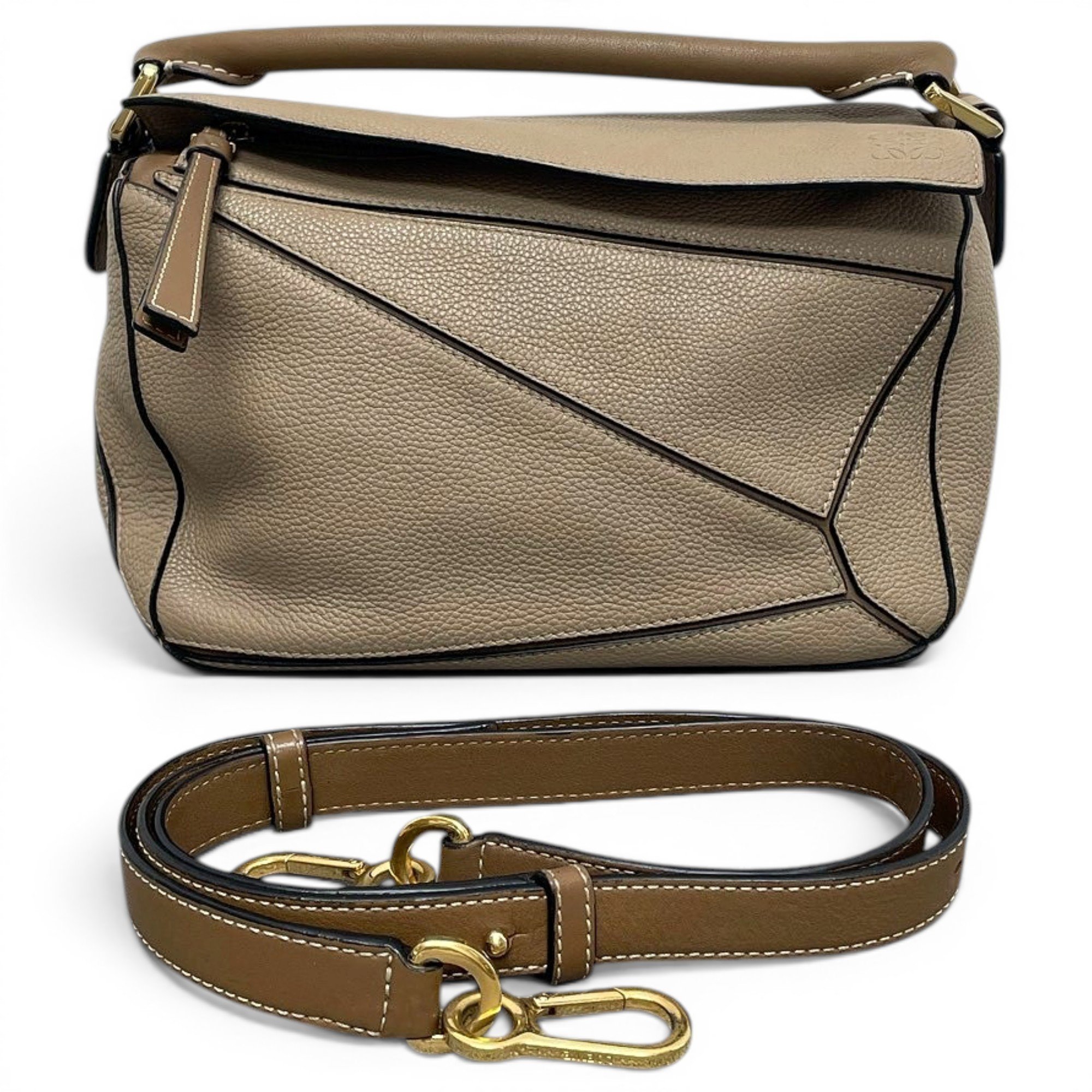 Puzzle leather handbag