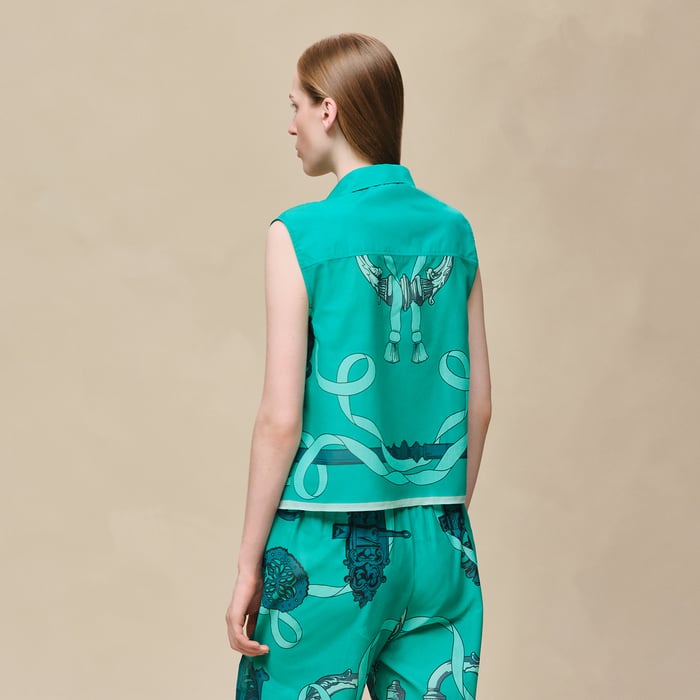 Vert Tourmaline "Ferronnerie Remix" Sleeveless Beach Shirt
