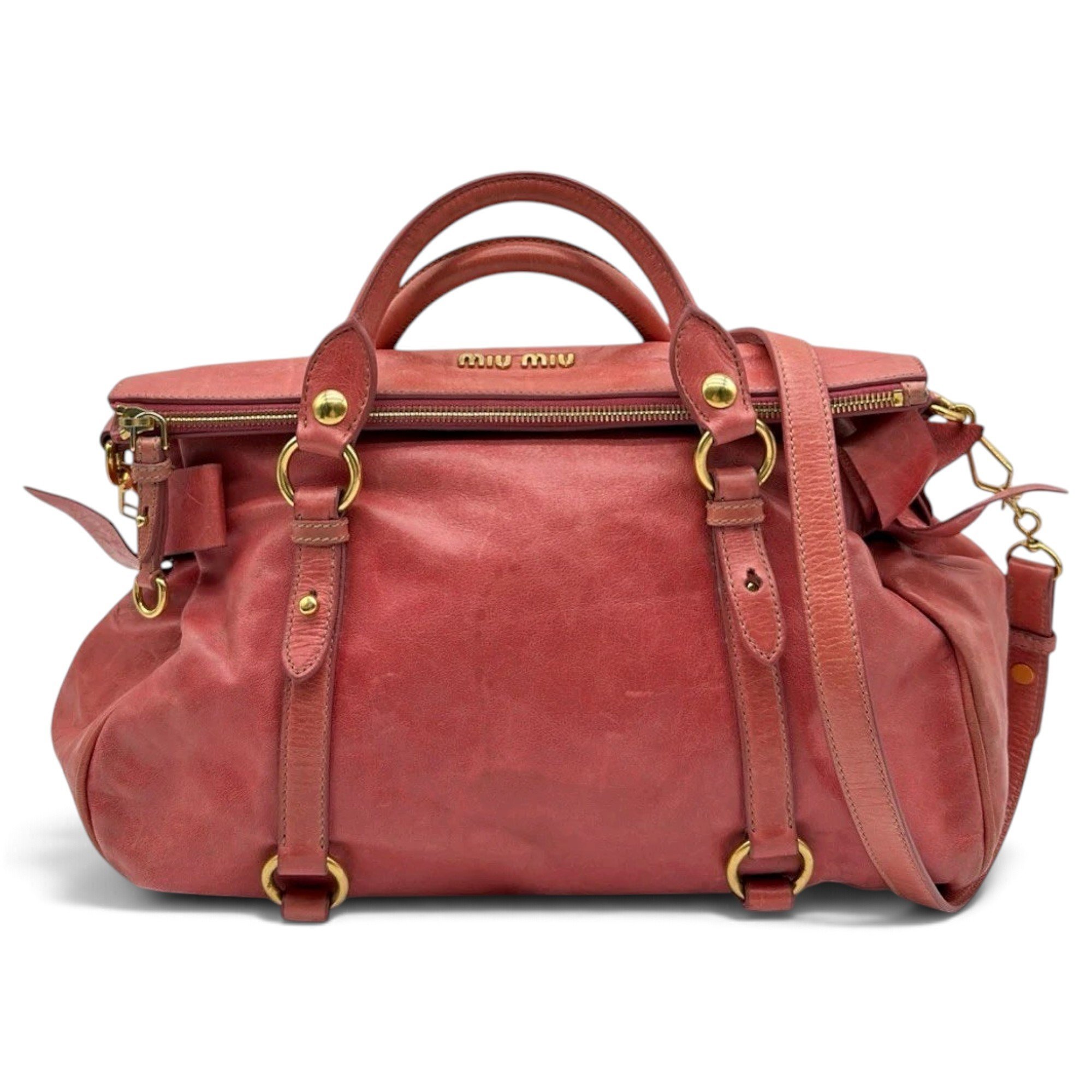 Bow bag leather handbag