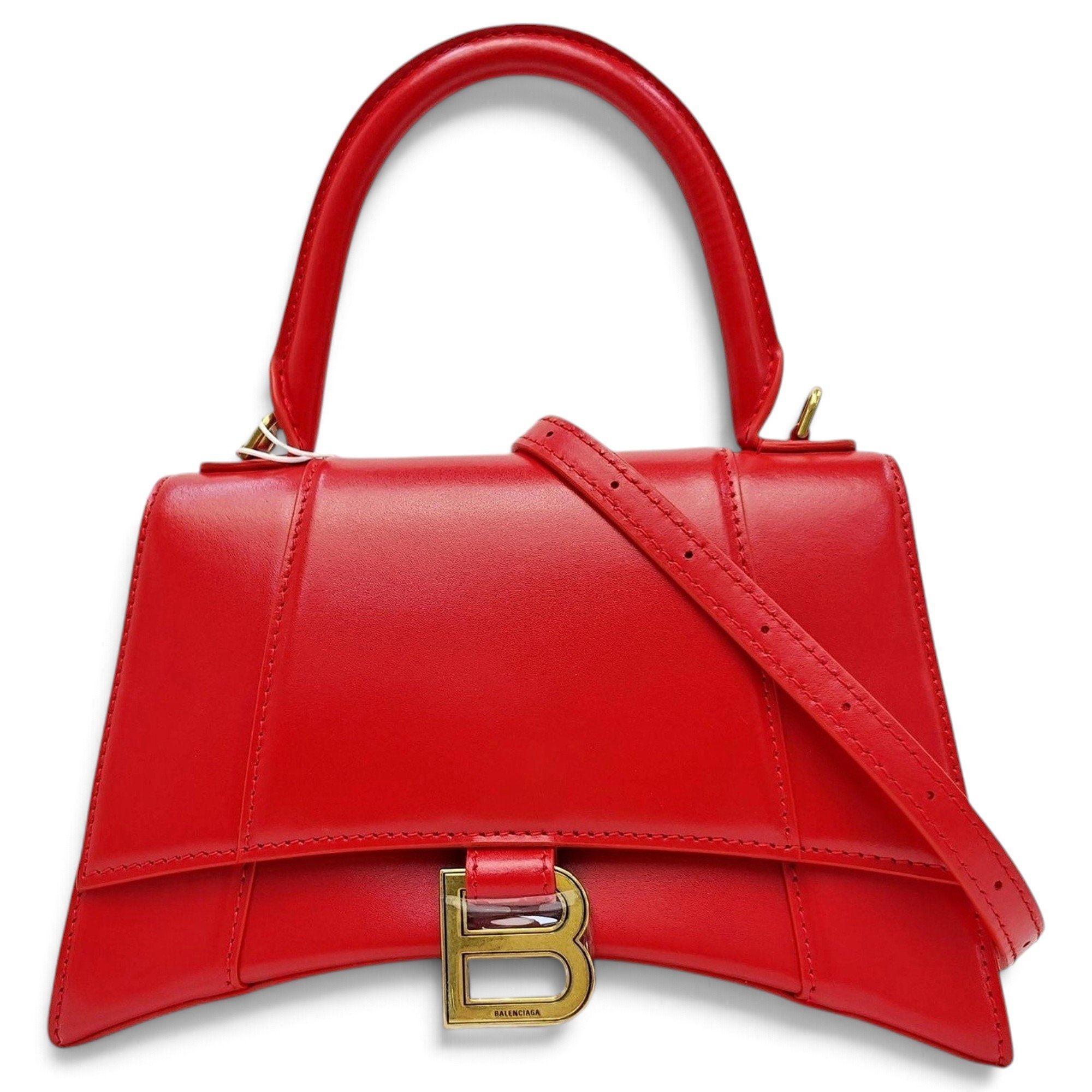 Hourglass leather handbag
